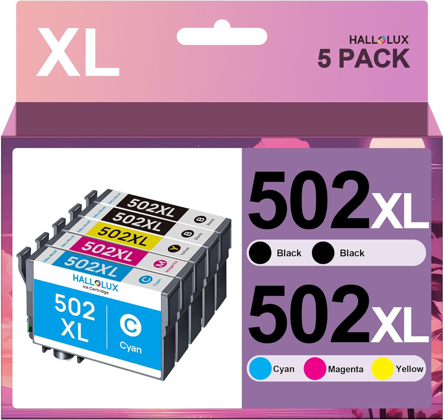 502XL Multipack Patronen Kompatibel für Epson 502 502XL für Epson WF 2860 Druckerpatronen für XP-5100 Patronen für Workforce WF-2865 WF-2860DWF Expression Home XP-5105 XP5100 (5er-Pack)