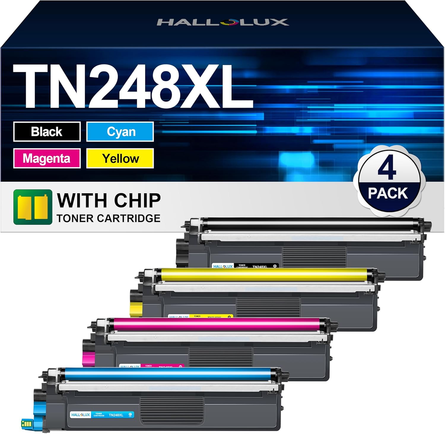 TN248 TN248XL TN-248CMYK TN-248VAL Kompatibel für Brother TN-248 Toner TN-248XL für Brother MFC-L3760CDW Toner DCP-L3560CDW MFC-L3740CDWE MFC-L3740CDW MFCL8390 (Schwarz, Magenta, Gelb, Cyan, 4er-Pack)