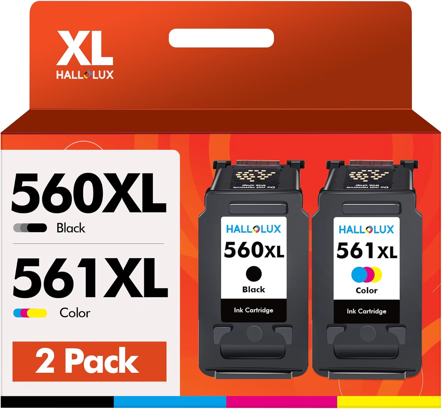 HALLOLUX 560XL 561 XL Cartouches d'encre Remplacement pour Canon 560 560 XL 561 XL pour Pixma TS5350 TS7450 TS7451 TS5352 TS5351 TS5353 (Noir Tri-Colore, 2-Pack)