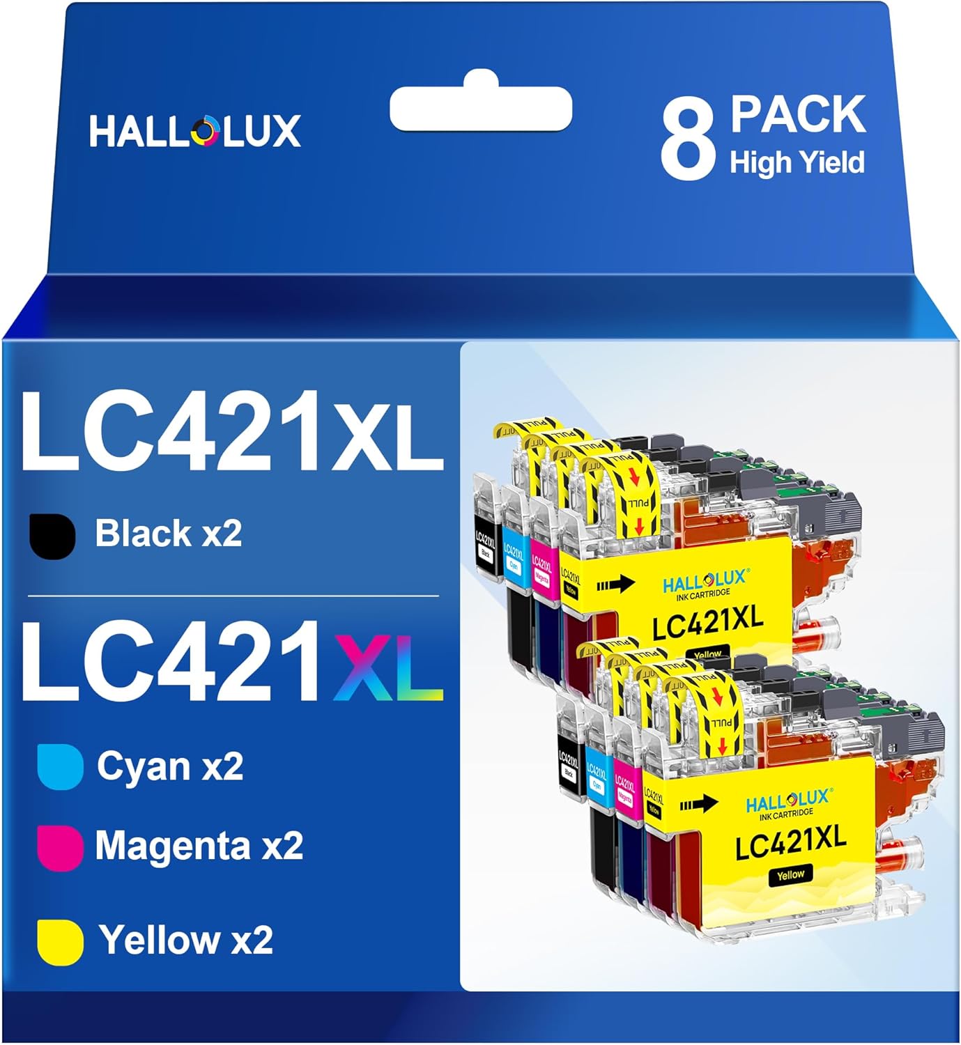 LC421XL LC-421XLVAL Tintenpatronen Value Pack LC-421 Druckerpatronen LC 421 für Brother LC421 LC-421 XL Multipack Patronen LC-421XL für Brother DCP-J1050DW Patronen MFC-J1010DW DCP-J1140DW (8er-Pack)