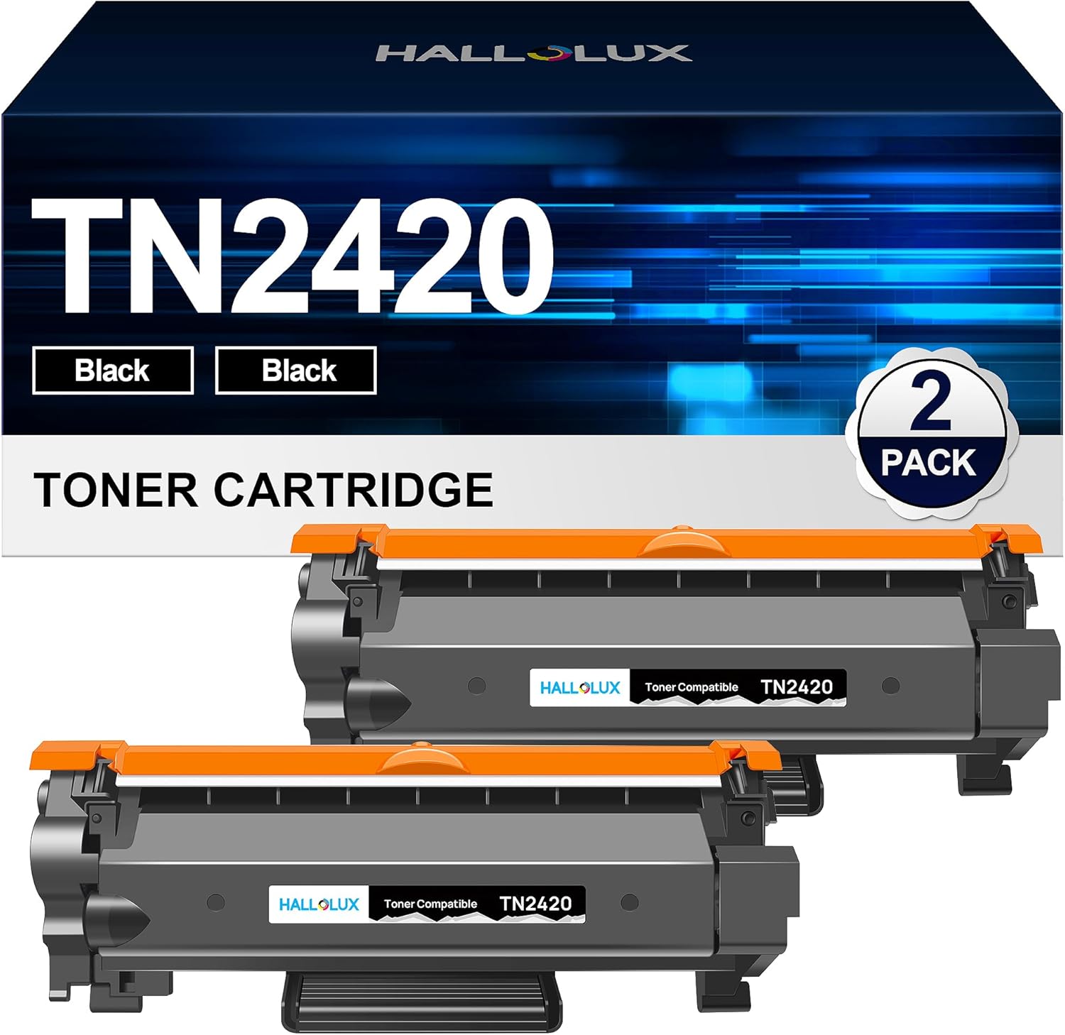 HALLOLUX TN2420 Cartouche de Toner Compatible pour Brother TN2420 TN2410 TN-2420 TN-2410 pour DCP-L2530DW MFC-L2710DW HL-L2350DW MFC-L2730DW DCP-L2510D HL-L2375DW MFC-L2750DW HL-L2310D (Noir, 2 Pack)