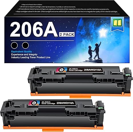 206A Black Toner Cartridge 2 Pack | Replacement for HP 206A 206X Compatible with HP Color Laserjet Pro MFP M283fdw M283cdw, M255dw, MFP M283 M255 Series | W2110A(2 Black)
