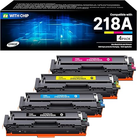 218A 4 Pack High Yeild( with chip) Replacement for HP 218A Toner Cartridges to use with HP Color LaserJet Pro MFP 3301fdw 3301sdw Pro 3201dw M454dwSeries Printer (4 Pack)