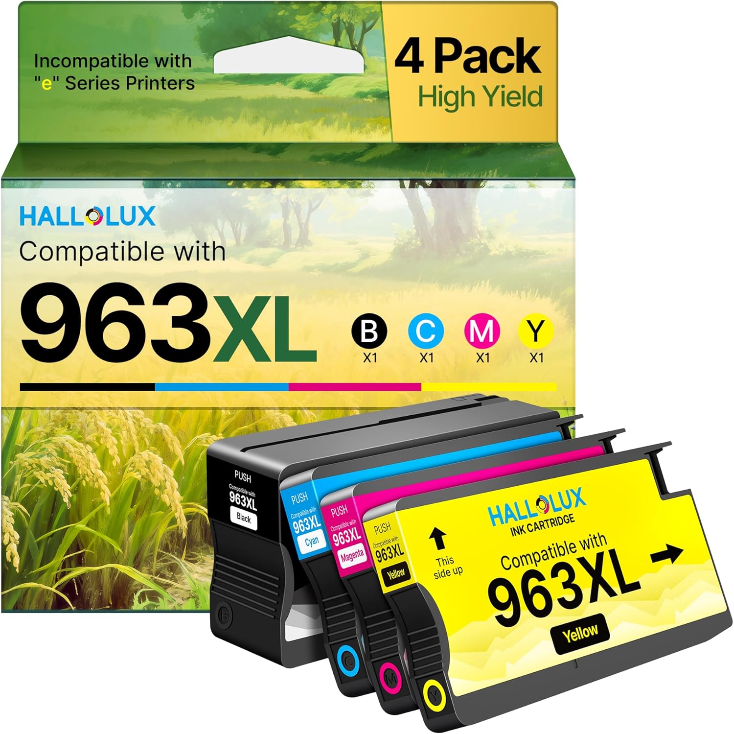 HALLOLUX 963XL 963 XL Druckerpatronenronen Kompatibel für HP 963 963XL Multipack für HP OfficeJet Pro 9010 Patronen für HP OfficeJet Pro 9012 Patronen 9022 9014 9020 9019 9015 9026 9028 (4e-Pack)
