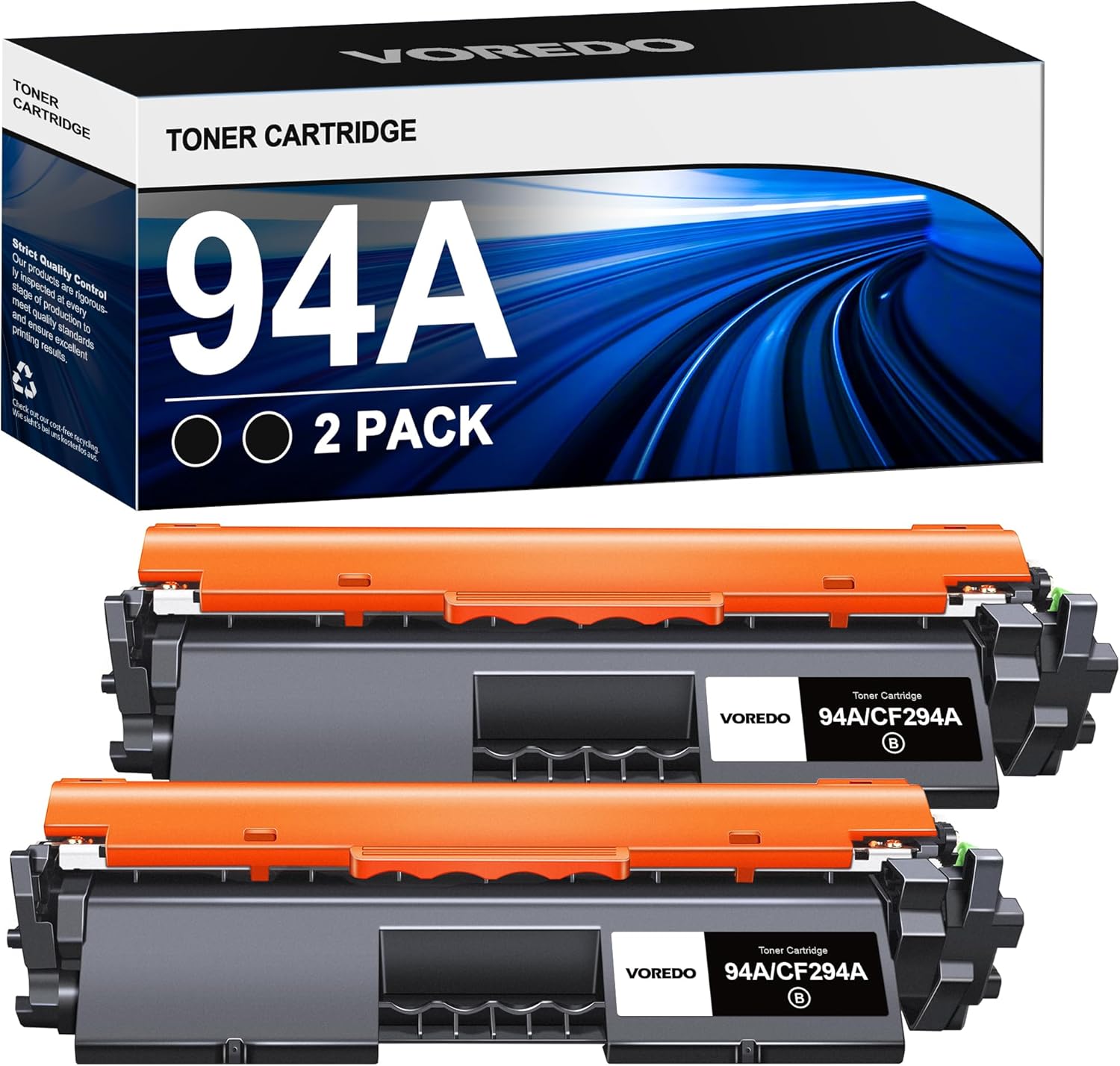 VOREDO Toner Cartridge Replacement for HP 94A CF294A 94X CF294X Work for Laserjet Pro MFP M118dw M148dw M148fdw M149fdw M148 M118 M149 Printer (Black, 2 Pack)