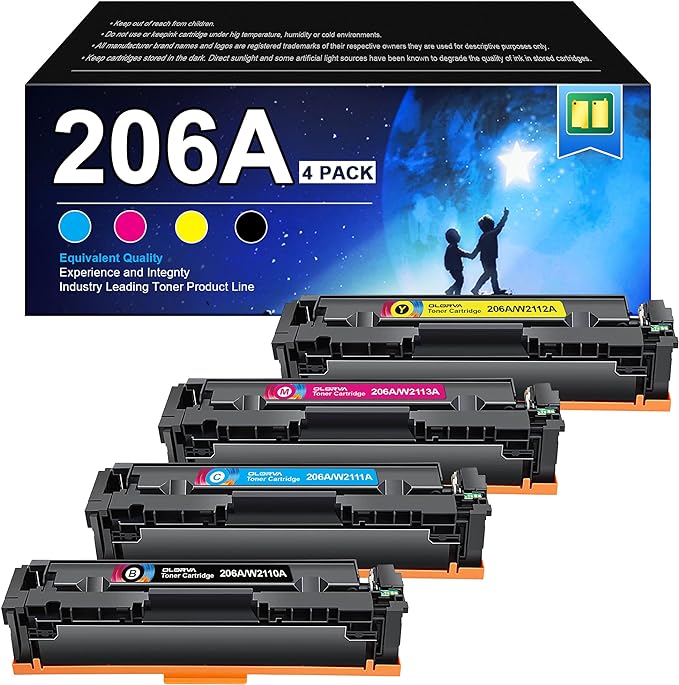 206A Toner Cartridge 4 Pack 206X | Replacement for HP 206A 206X Compatible with HP Color Laserj Pro MFP M283fdw M283cdw, Color Laserj Pro M255dw, Color Laserj Pro MFP M283 M255 Series | W2110A