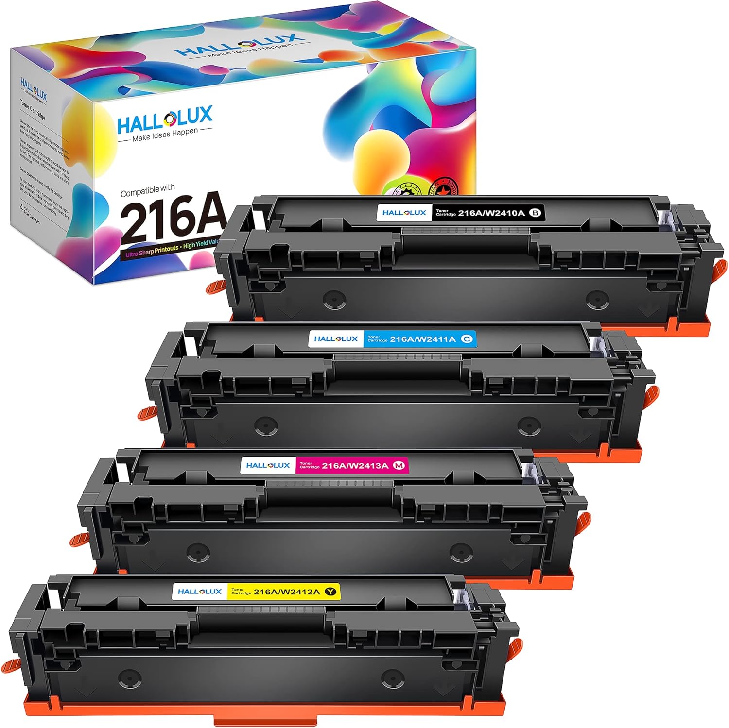 HALLOLUX 216A Cartouche de Toner Compatible pour 216A W2410A W2411A W2412A W2413A pour Color Laserjet Pro MFP M183fw M182n M183fdw M182 M182nw M155 (1 Noir, 1 Cyan, 1 Magenta, 1 Jaune )