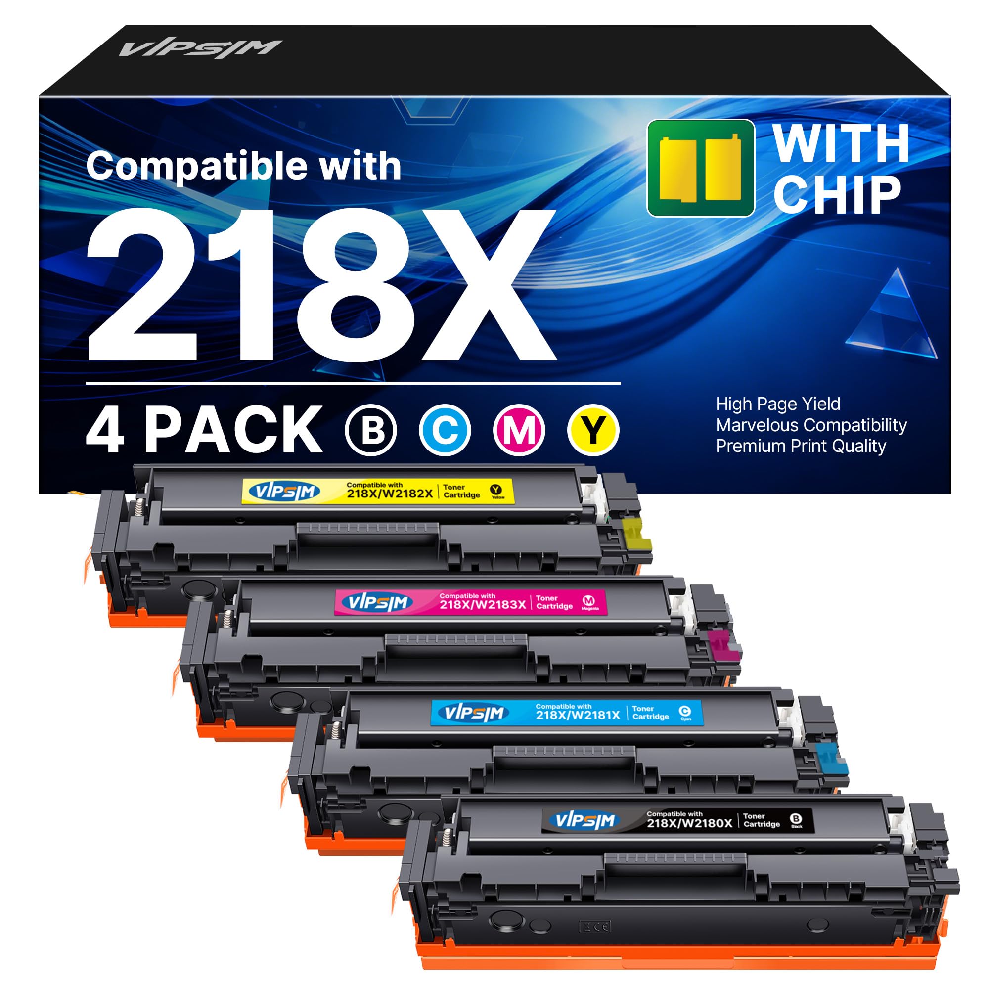 218X Toner (with Chip) Compatible for HP 218X Toner Cartridges 4 Pack - 218A 3301fdw Toner High Yield Work for HP Color LaserJet Pro MFP 3301fdw 3301cdw 3301sdw 3201dw Ink | MFP 3301 W2180X Toner