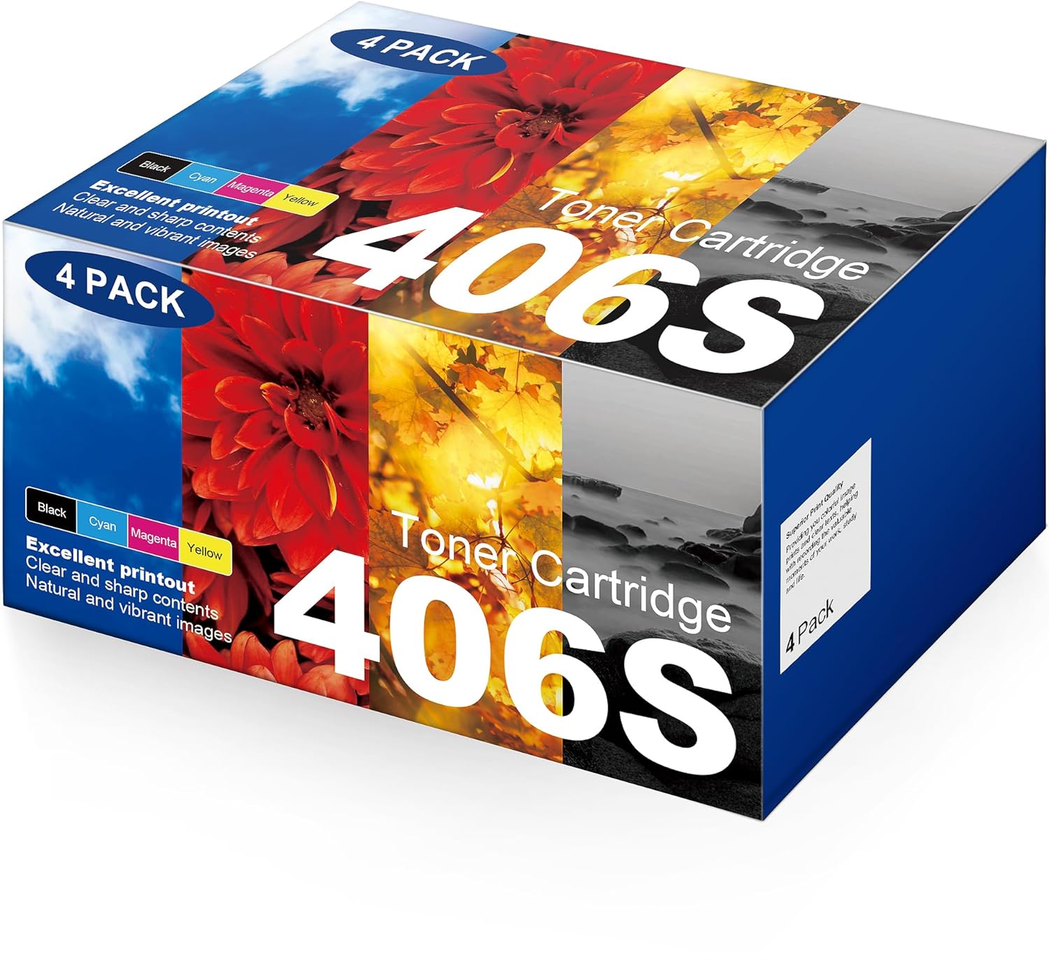 CLT-P406C P406C 406S Toner Kompatibel für Samsung P406C Toner CLT-406S für Samsung CLX 3305 Toner C460W C410W CLP-365 C460FW CLX-3300 CLP-360 (1 Schwarz, 1 Cyan, 1 Magenta, 1 Gelb, 4er-Pack)