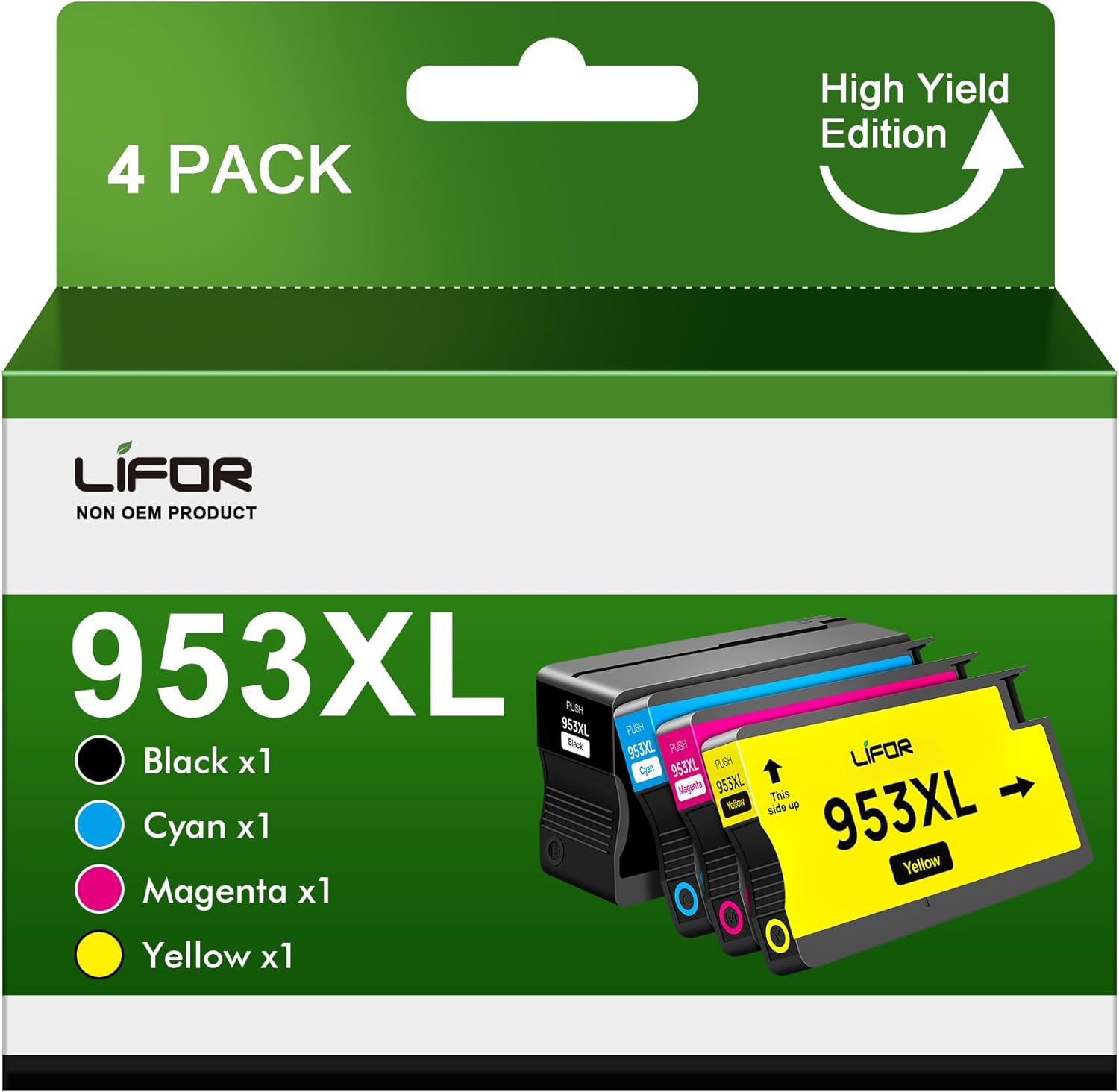 LIFOR 953 XL Ink Cartridges Multipack Compatible for HP 953XL Ink Cartridges Compatible with HP Officejet Pro 7720 7740 7730 8710 8720 8210 8715 8725 8730 (Black Cyan Magenta Yellow)