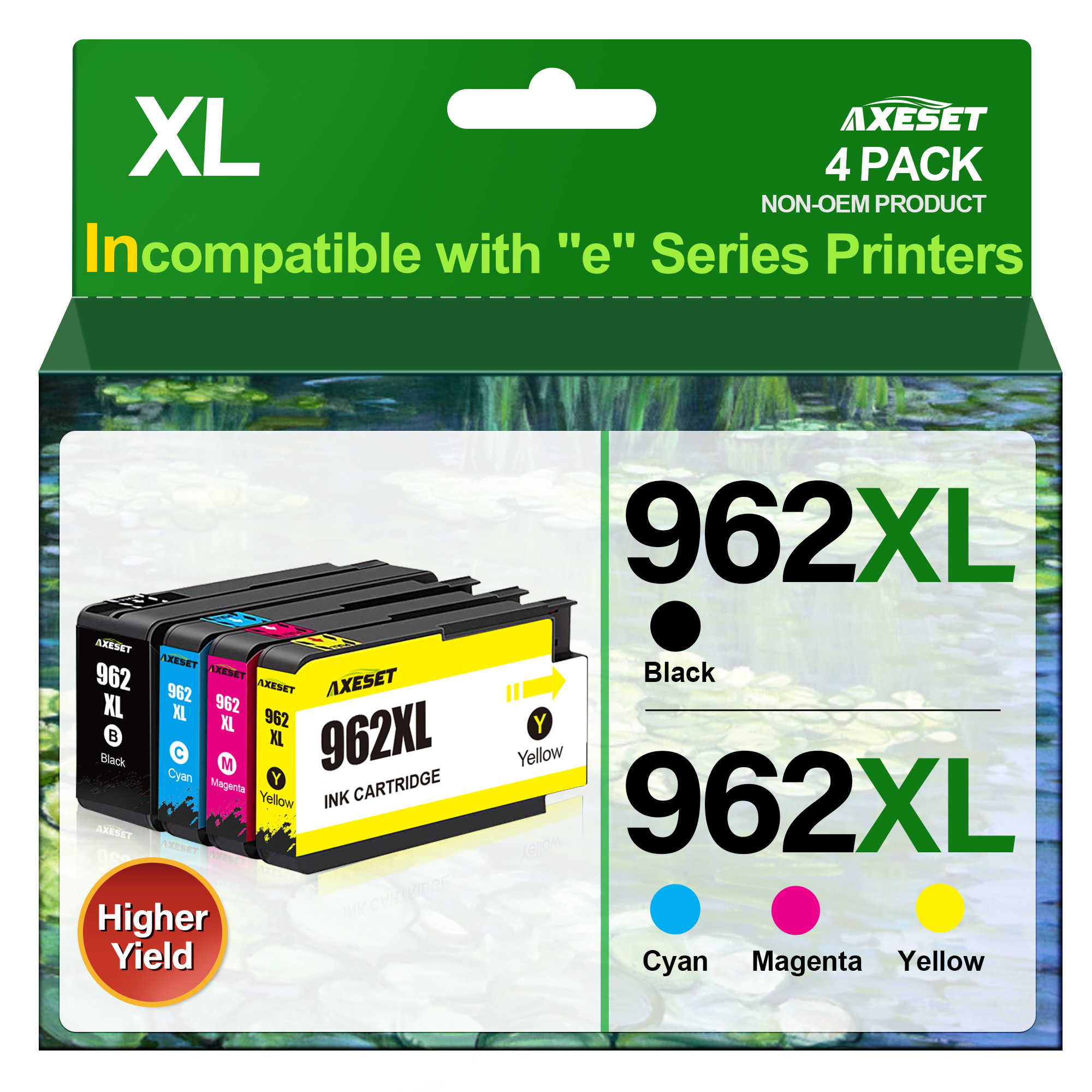 Officejet Pro 9020 Ink Officejet Pro 9015 Ink Cartridges for HP 962 Ink Cartridges Combo Pack for HP 962XL HP962XL AXESET uses with HP Officejet Pro 9010 9020 9015 9020 9025 Inkjet Printers 4 Pack