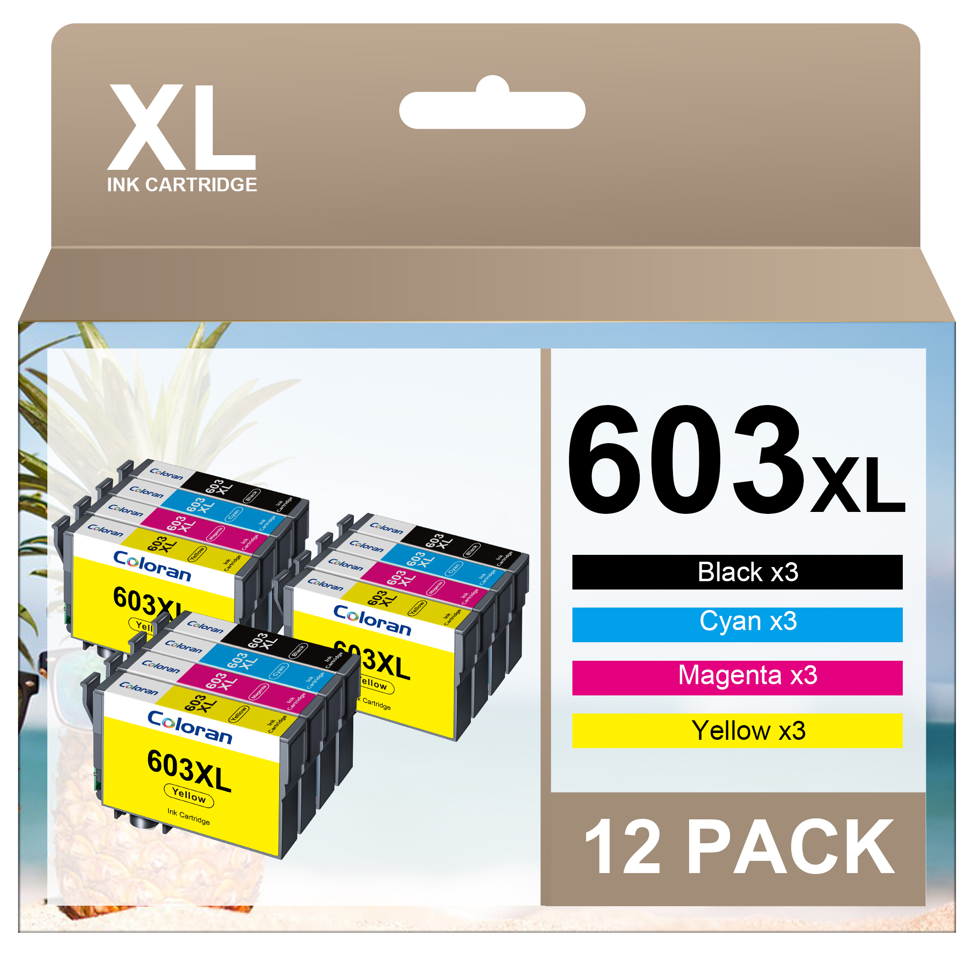 Multipack 603 XL Pack de 12 Compatible Cartouche pour Epson XP 2100 pour Epson 603 XL 603XL pour Expression Home XP-2100 XP-2150 XP-4100 XP-4105 XP-3100 XP-2155 Workforce WF-2830 WF-2835 WF-2835