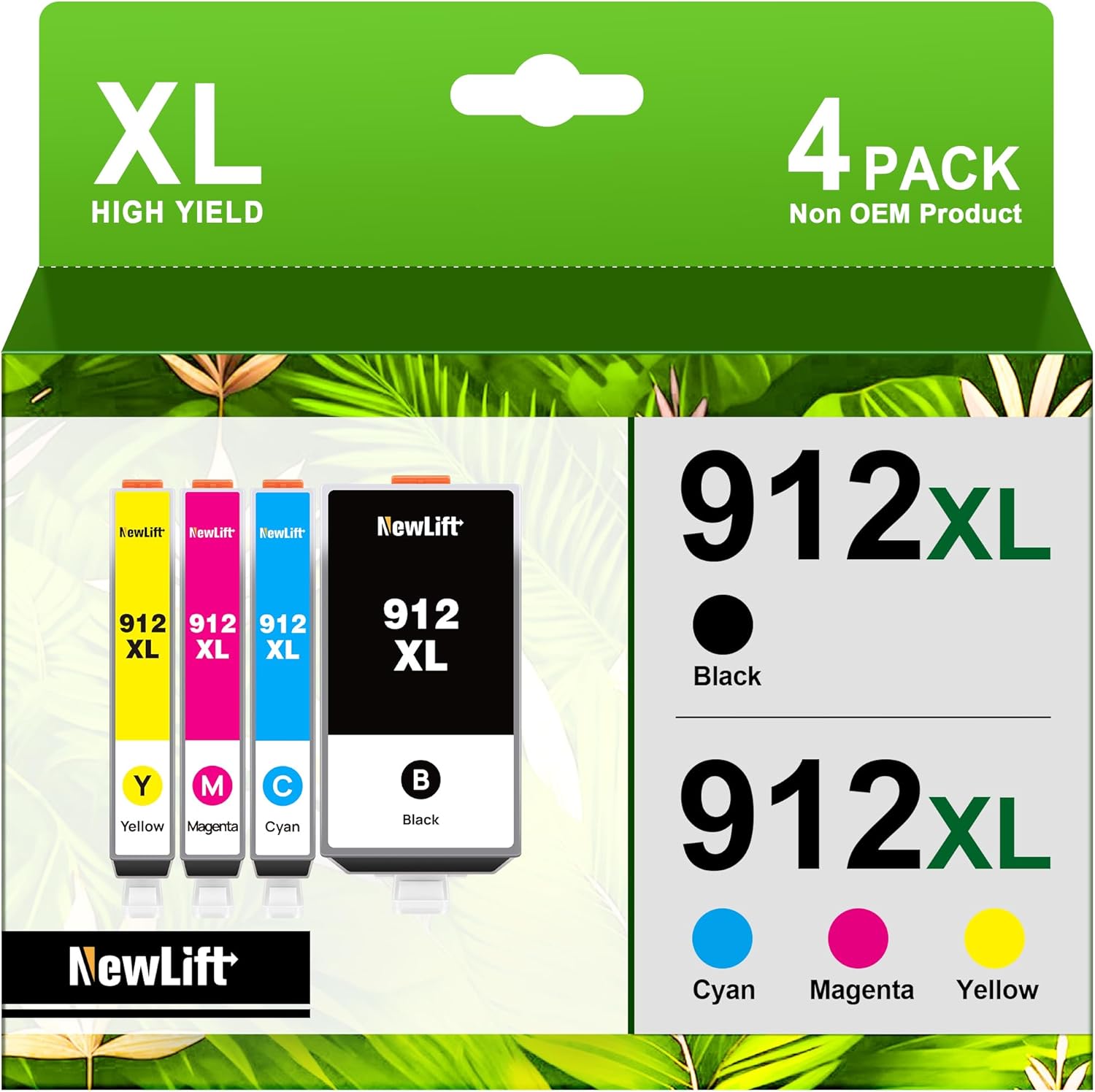 NewLift 912 912XL Druckerpatronen Kompatibel für HP 912 XL Multipack für HP OfficeJet 8010 8012 8013 8014 8015 8017 OfficeJet Pro 8020 8021 8022 8023 8024 8025(Schwarz Magenta Cyan Gelb,4er-Pack)