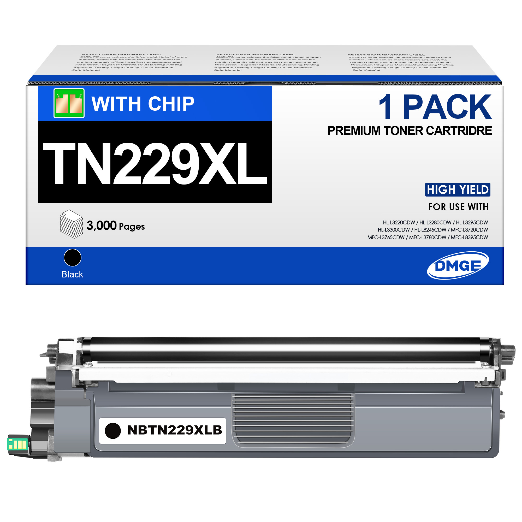 TN229XL Black Toner Cartridge Compatible with Brother MFC-L3780CDW HL-L3280CDW HL-L3220CDW MFC-L3720CDW HL-L3295CDW HL-L3300CDW Printers(1 Pack TN229)