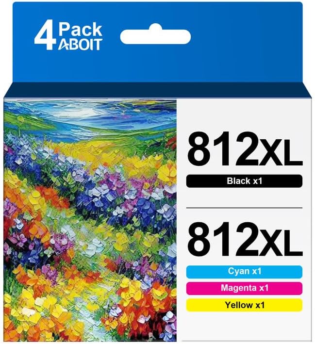 812XL Ink Cartridge Replacement for 812XL Ink Cartridges Combo Pack for Epson 812 812 XL T812XL Ink Cartridge to Work with Workforce Pro WF-7840 WF-7820 WF-7310 EC-C7000 Printer（4 Pack）