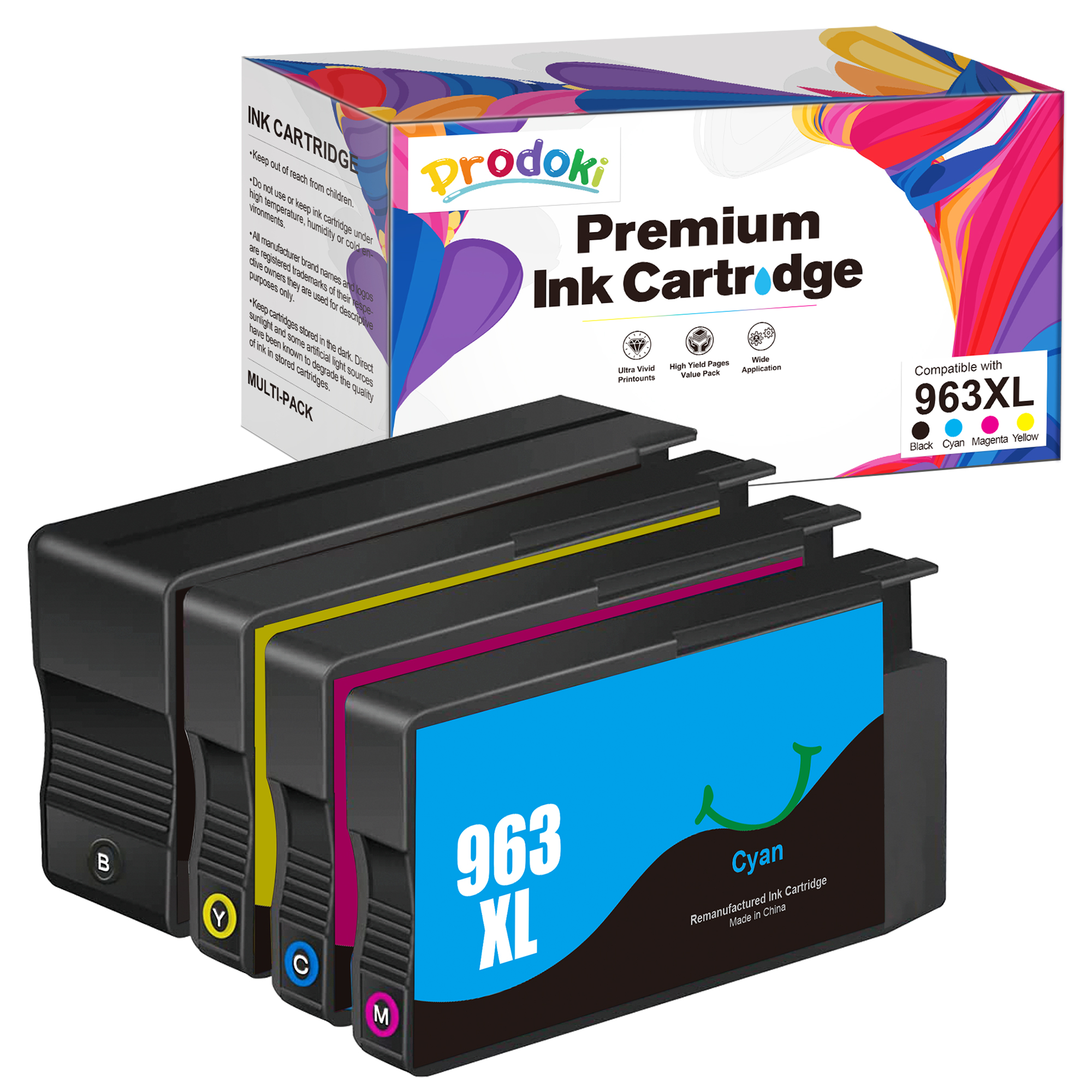 963 XL 963XL Multipack Cartucce d'inchiostro Rigenerato per HP 963 XL Nero e Colore cartuccia (4er-Pack, Nero Ciano Magenta Giallo)
