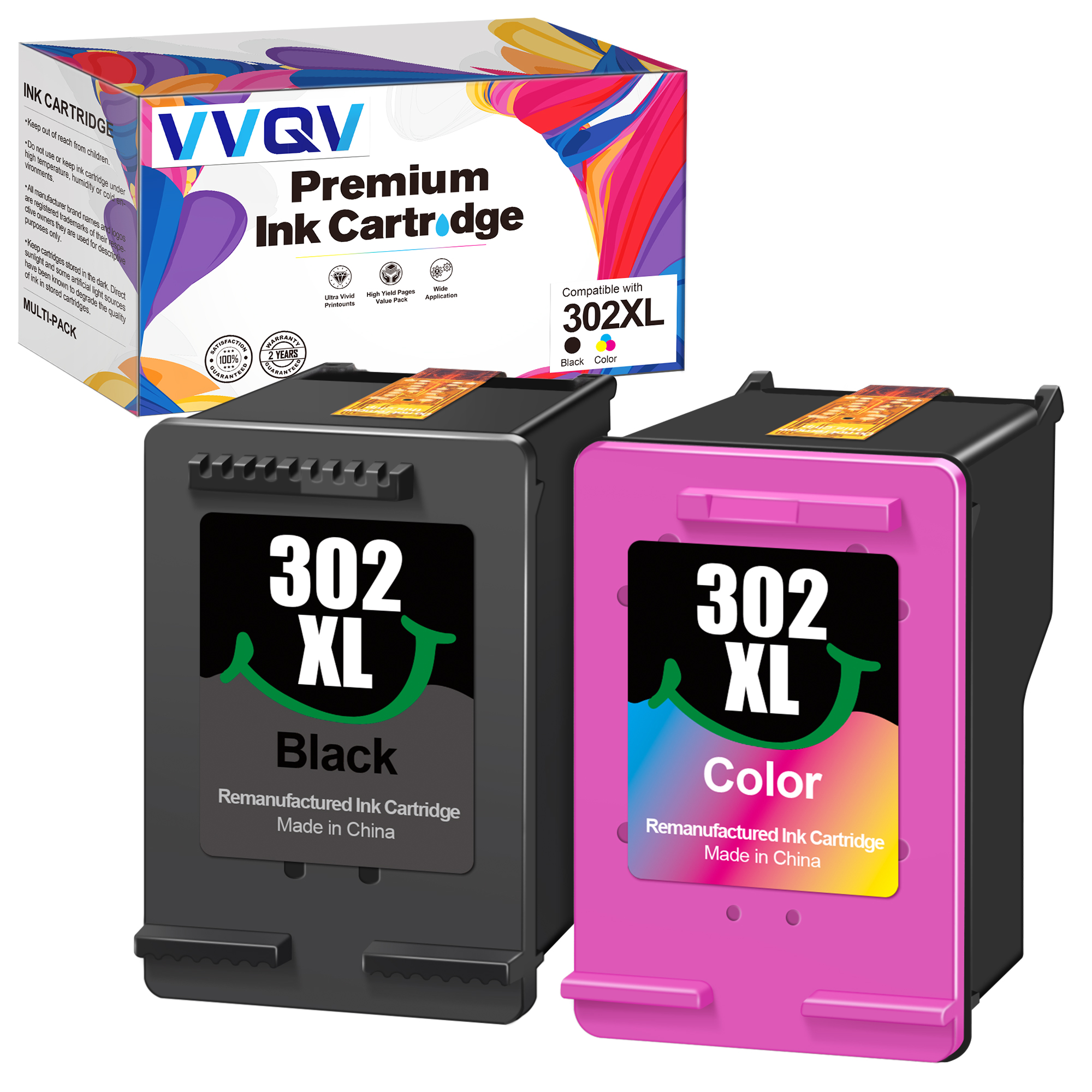Pack de 2 cartouches compatibles HP 302 XL Noir et Tricolor