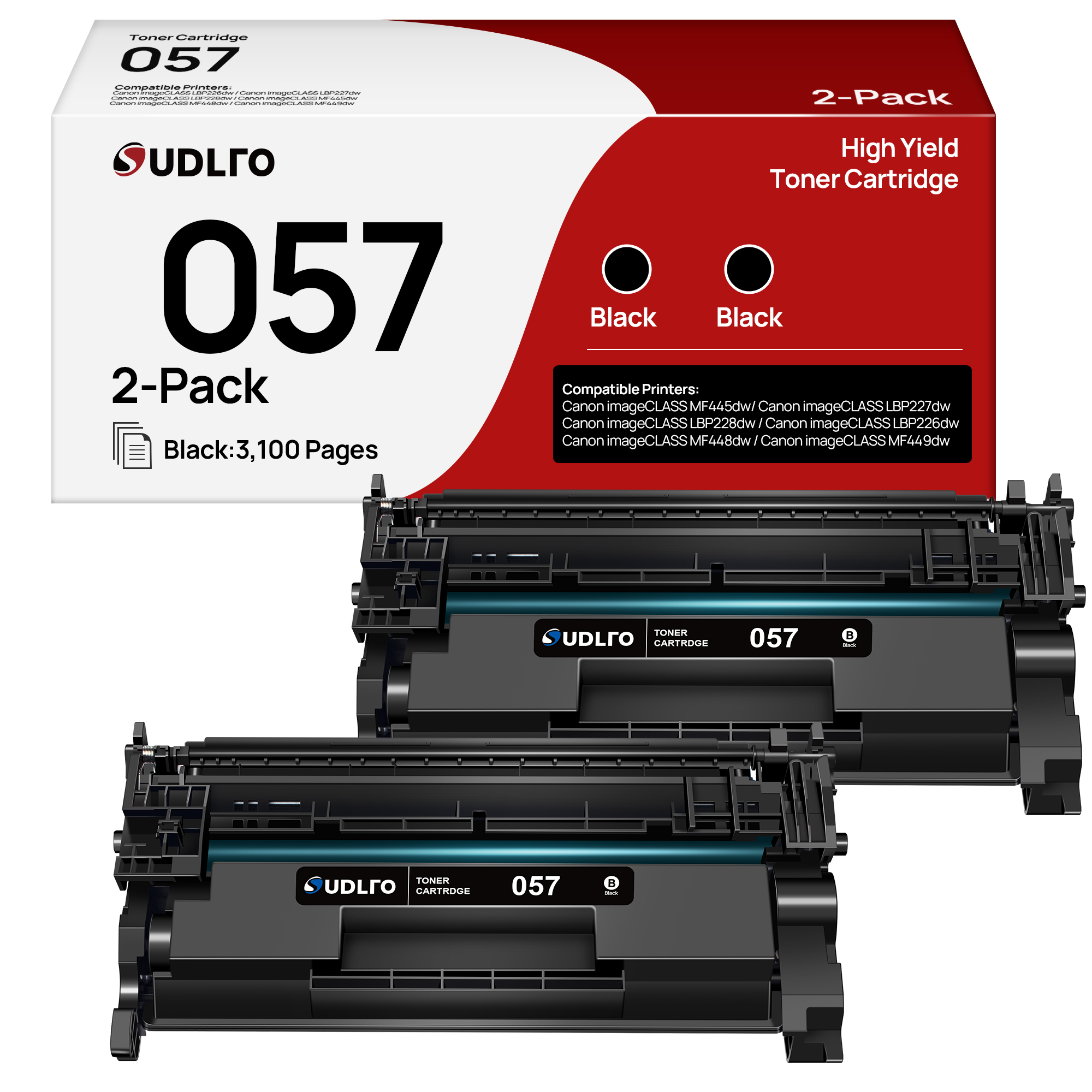 057 Toner Cartridge - Canon 057 Replacement for Canon 057 Toner Cartridge CRG057 057H to use with Canon MF445dw MF448dw MF449dw LBP226dw LBP227dw Printer (2Black, Non-OEM)