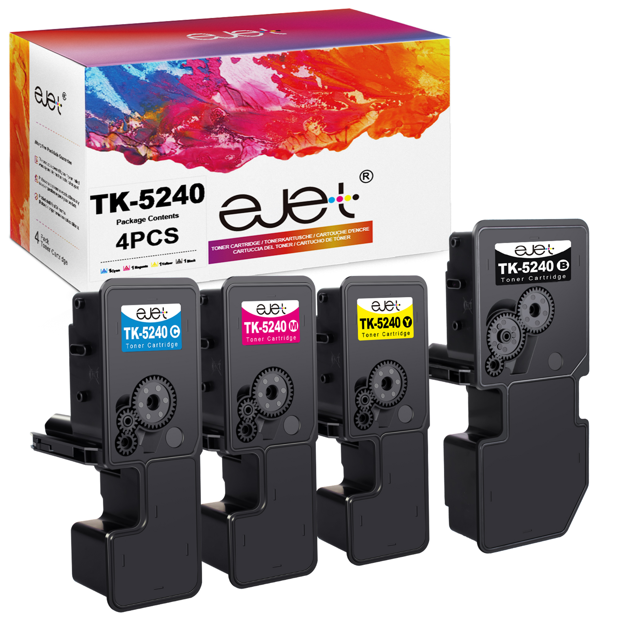 ejet TK5240 Compatibili Cartucce di Toner Sostituzione per Kyocera TK5240 TK-5240 per ECOSYS M5526cdw M5526cdn P5026cdw P5026cdn (Nero Ciano Magenta Giallo, 4-Pack)