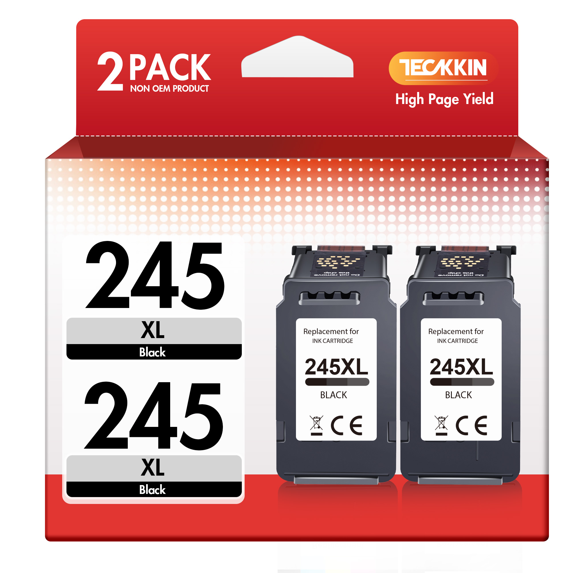 245XL Black Ink Cartridge High Capacity for Canon 245XL Black Ink PG-245 XL Compatible to Canon Pixma MX490 MX492 MG2522 MG3022 MG2520 TS3100 TS3122 TS3300 TS3322 TR4522 Printer (2 Black Pack)