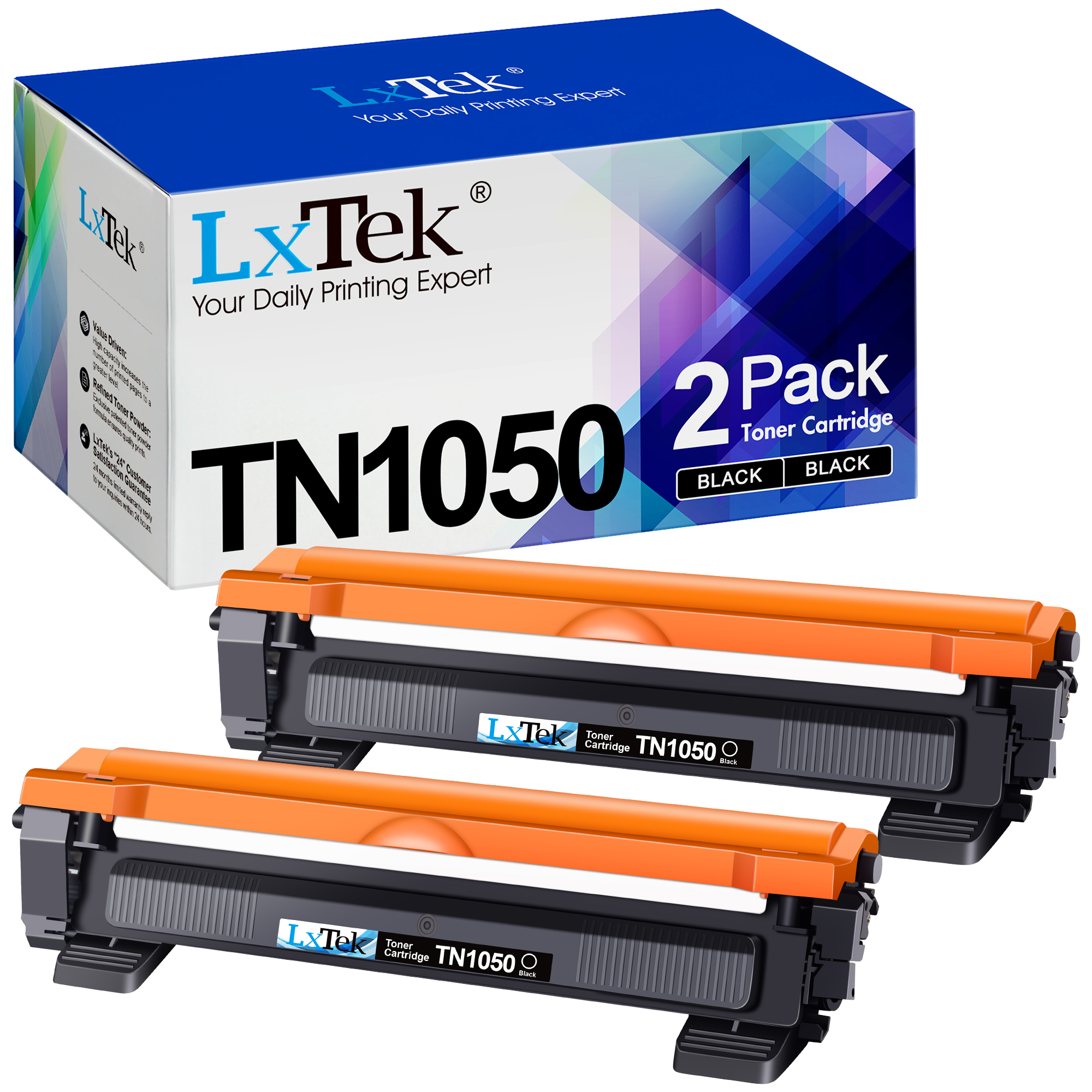 LxTek Compatible Cartouche de Toner Remplacement pour Brother TN1050 TN-1050 pour HL-1110 DCP-1510 DCP-1610W MFC-1910W HL-1112 HL-1210W HL-1212W DCP-1512 DCP-1612W MFC-1810 (Noir, 2-Pack)