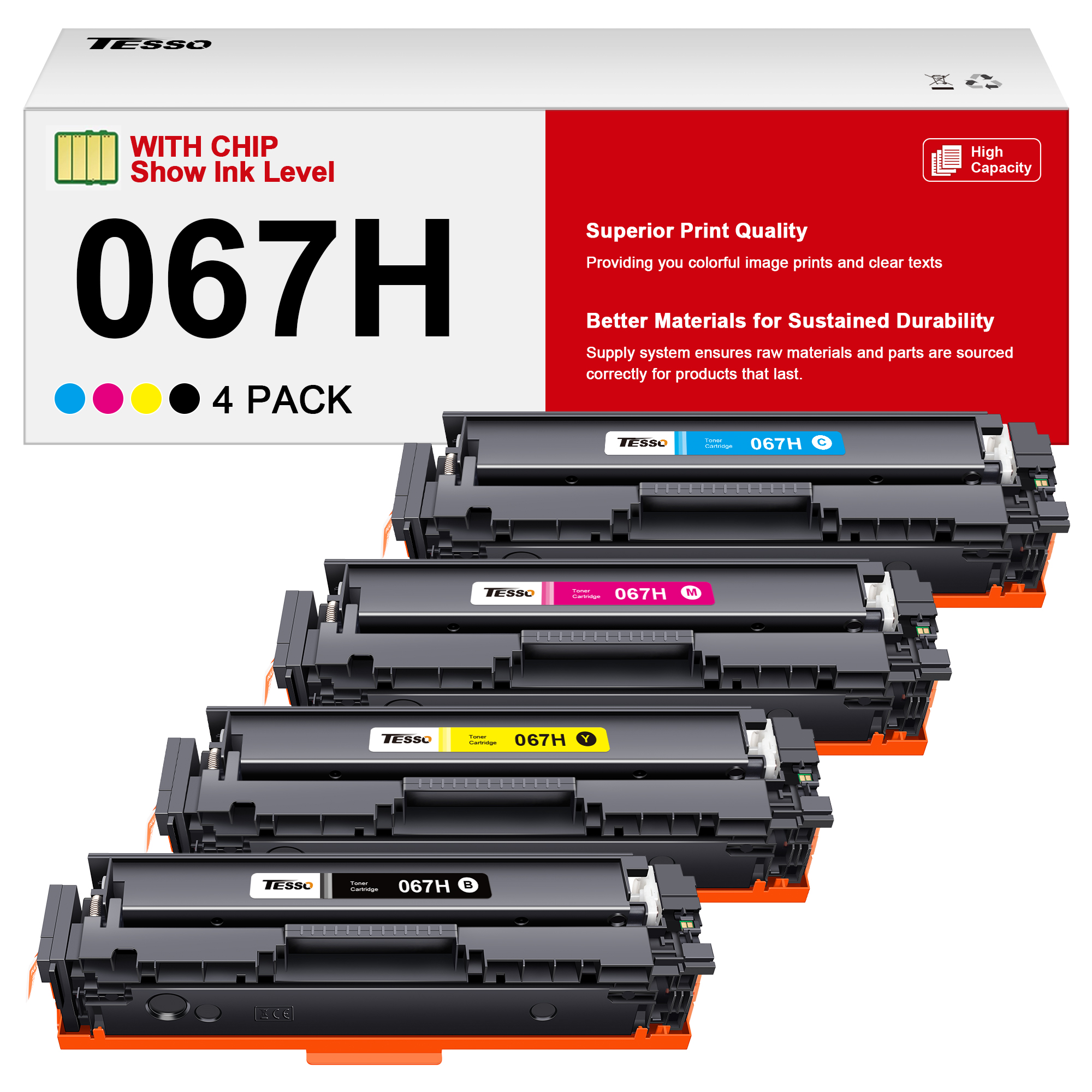 067H 067 Toner Cartridge Set: Replacement for Canon 067H Toner Cartridge Set Work for Color ImageClass Mf656Cdw Mf654Cdw Lbp632Cdw Mf650C Mf653Cdw | High Yield for Canon 067 toner cartridge set 4 Pack
