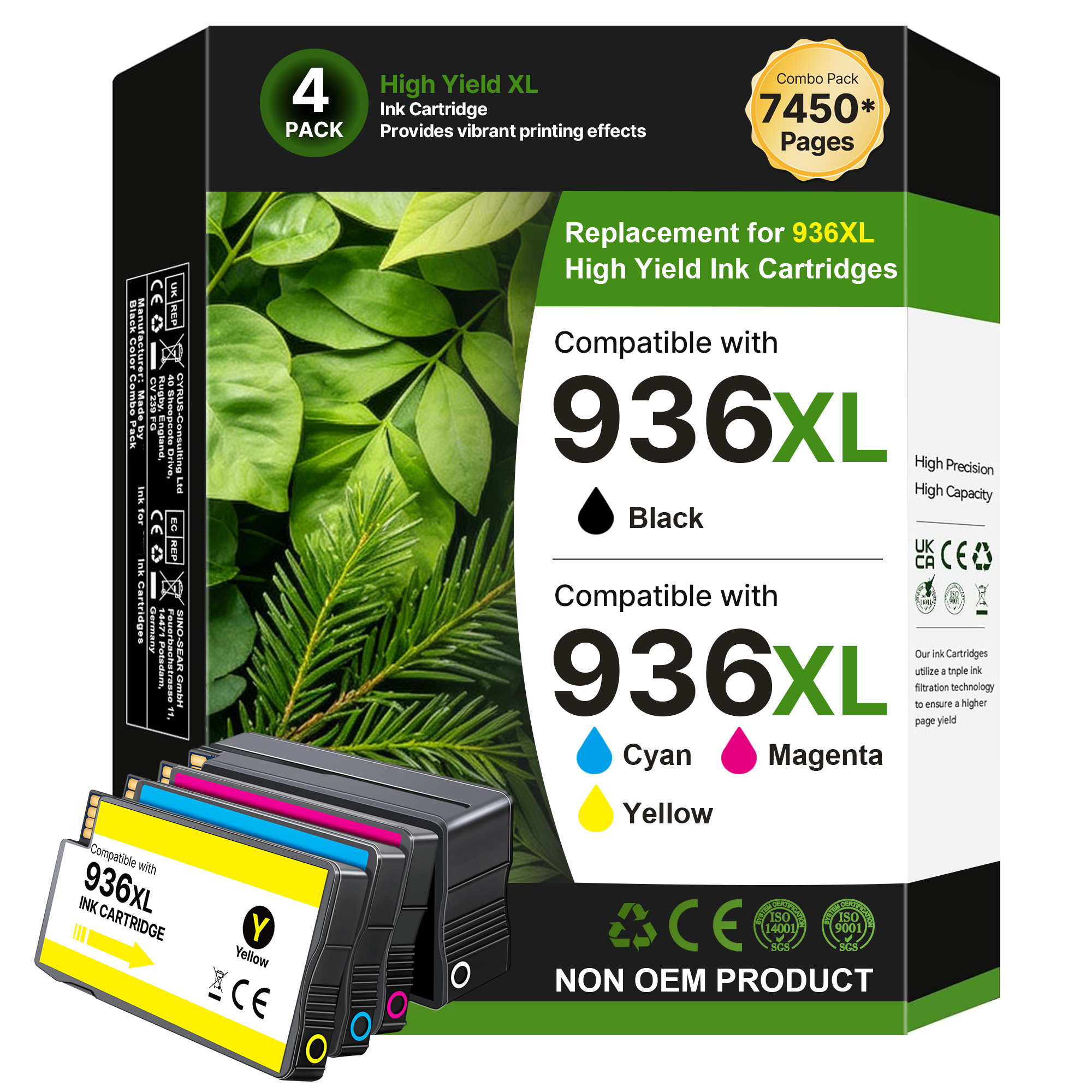 936e 936XL 936 Ink Cartridges for HP Printers 9125e 9120 9130 9135e