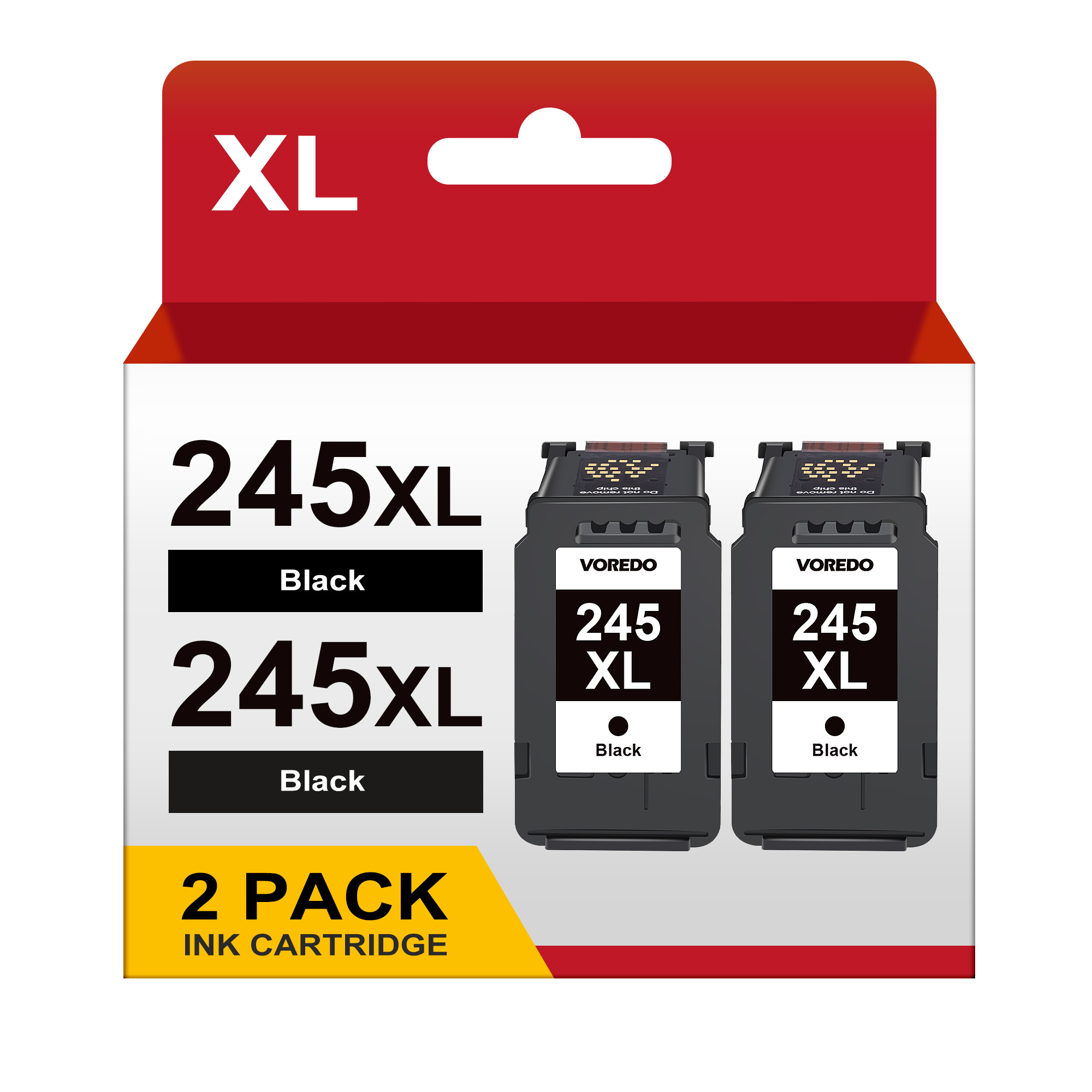 VOREDO PG245XL Black Ink Cartridge High Capacity Ink Multi Pack for Canon 245XL Black Ink 245 Compatible with Canon Pixma MX490 MX492 MG2522 TS3100 TS3122 TS3300 TS3322 TR4500 TR4520 TR4522 Printer (2 Black)