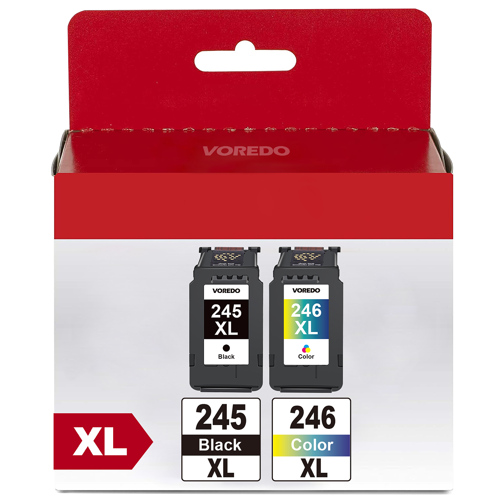 VOREDO 245XL 246XL Combo Pack Compatible for Canon Ink Cartridges 245 and 246 246XL 245XL Ink Cartridges for Canon Printers Pixma TR4520 TS202 TS302 TS3320 MG2522 MG2525 MX490 MX492 IP2820, 1 Black, 1 Color