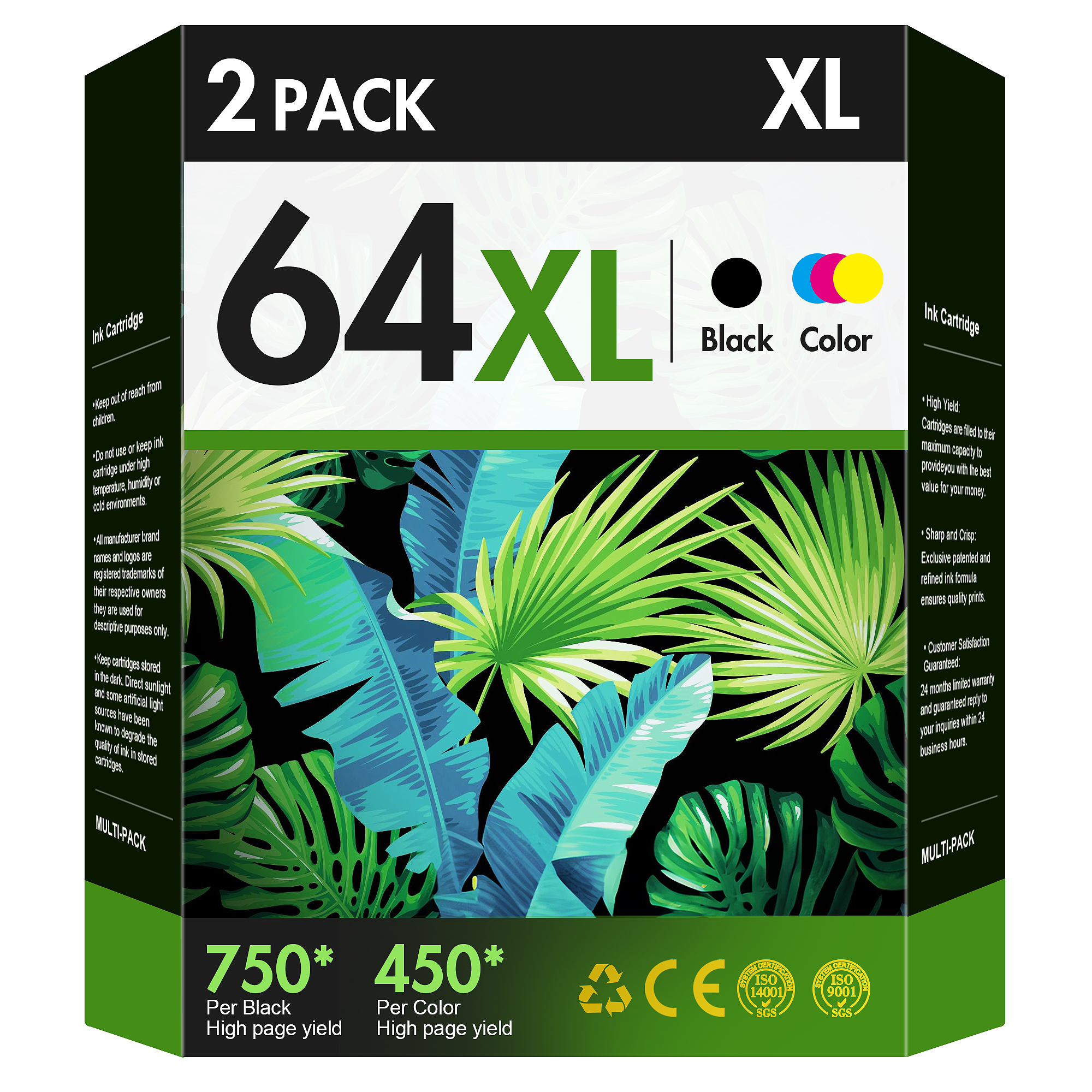 VOREDO 64XL Ink Cartridge Combo Pack Replacement for HP Ink 64 HP64 64XL 64 XL Work for Envy Photo 7858 7855 7155 6255 6252 7120 7158 Envy 7255e 7955e 7958e Tango X Terra Printer X4D92AN (Black, Color)