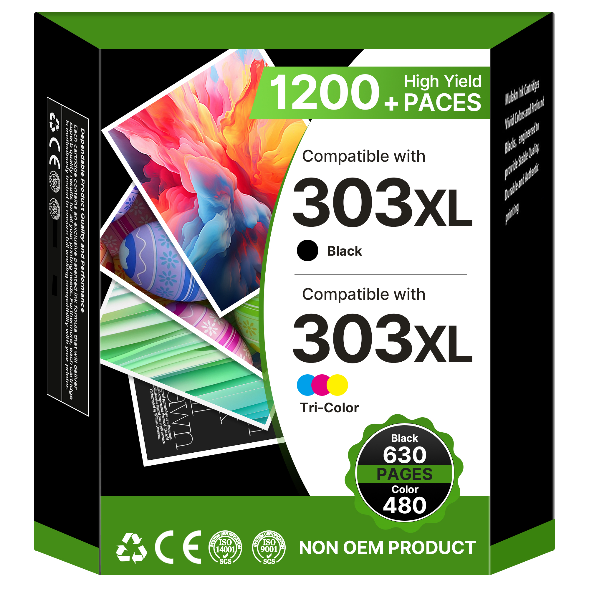 303XL 303 Cartouches Remplacement Cartouche pour HP 303 303 XL Noir et Couleur, Encre 303XL pour HP Envy Photo 6230 7134 6232 6220 7830 6234 7130 7855 7864 (1 Noir, 1 Couleur, 2 Pack)