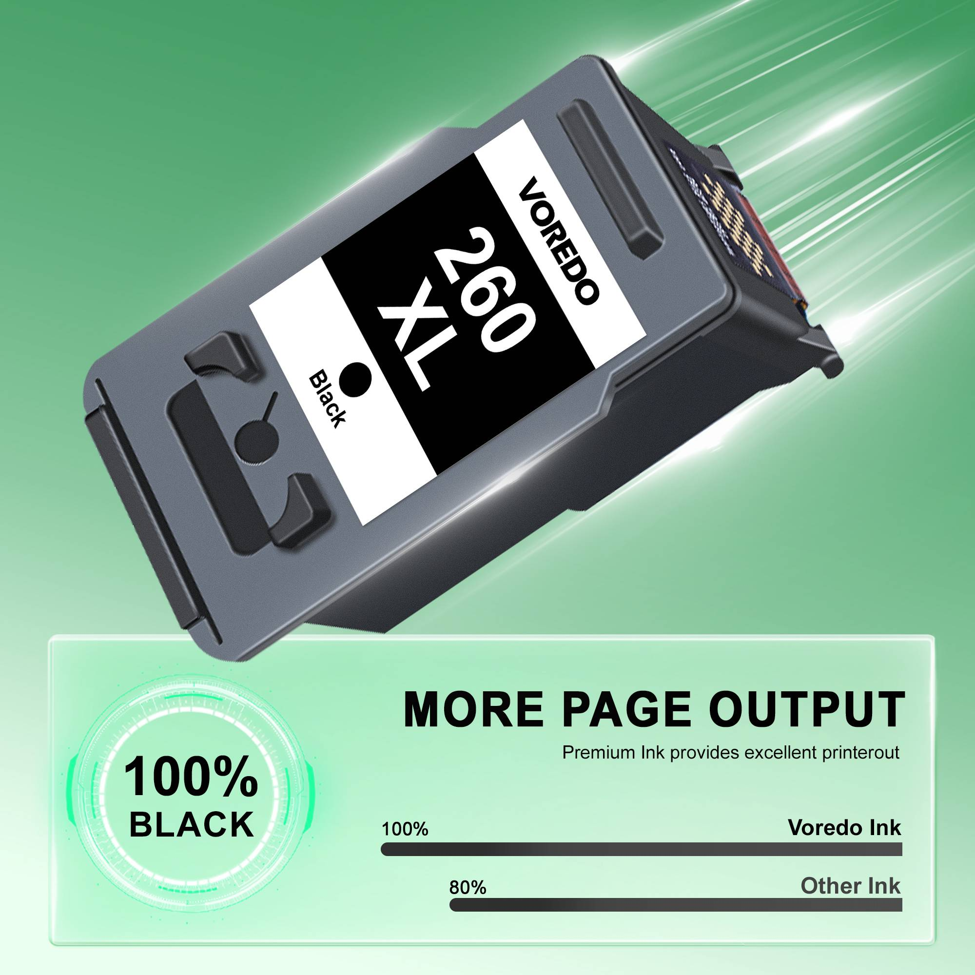 260XL Black Ink Cartridge (2 Pack) Replacement for Canon TS6420a Ink Cartridges for Canon 260 Black Ink PG-260XL Use for Canon Pixma TS6400 TS6420a TS6420 TS5300 TS5320 TR7020a TR7020 TR7022 TR7022a