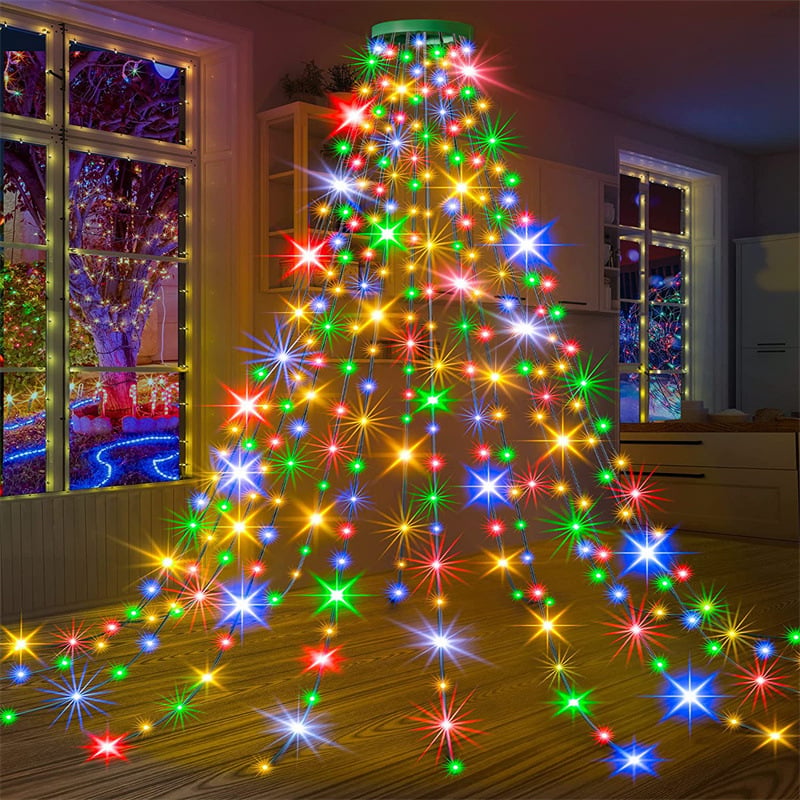 🔥Hot Sale 50% OFF🔥Christmas Tree Waterfall Lights with Ring🎄