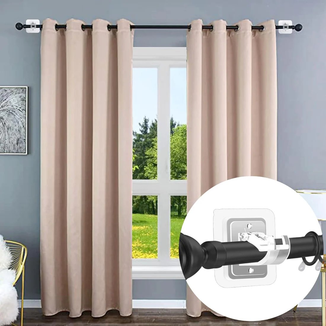 🔥Hot Sale🔥Nail-Free Adjustable Curtain Rod Holders