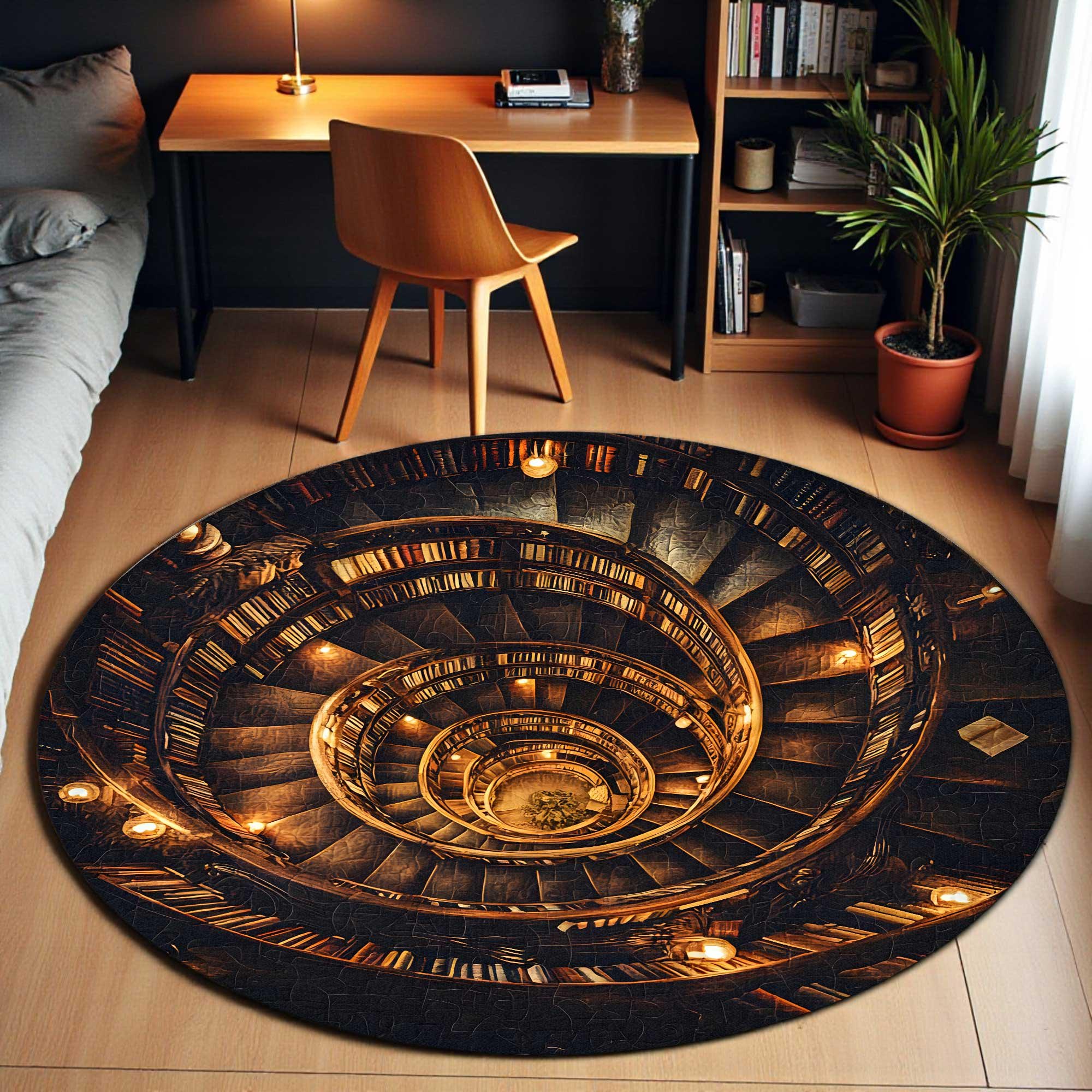 🔥Last Day Promotion 50% OFF🔥-📚🔮3D Effect Printed Vintage Library Spooky Rug
