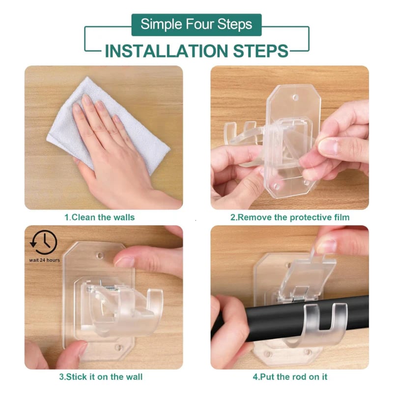 🔥Hot Sale🔥Nail-Free Adjustable Curtain Rod Holders