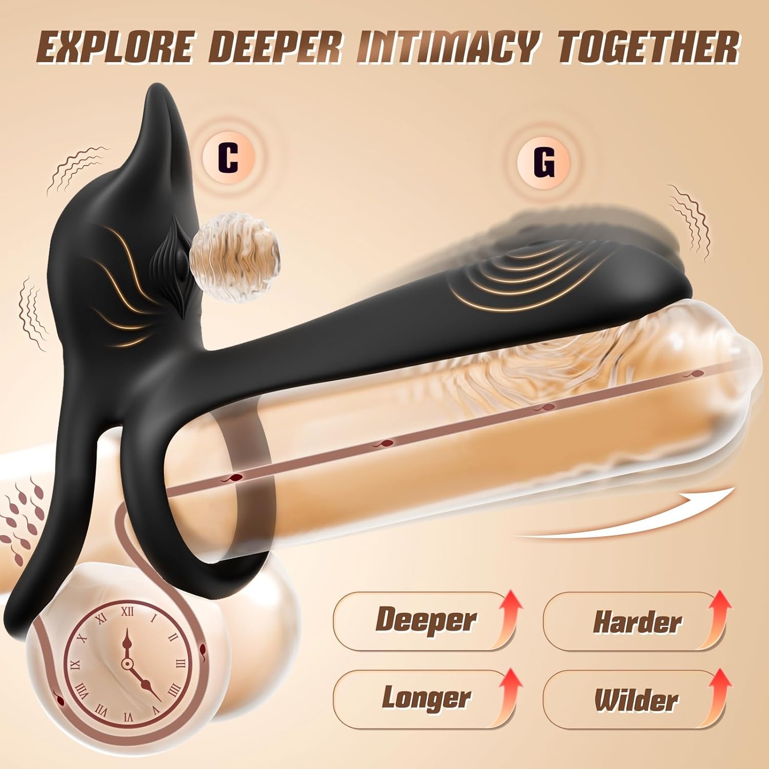 App & Remote Vibrating Ring with G-Zone & External Massager