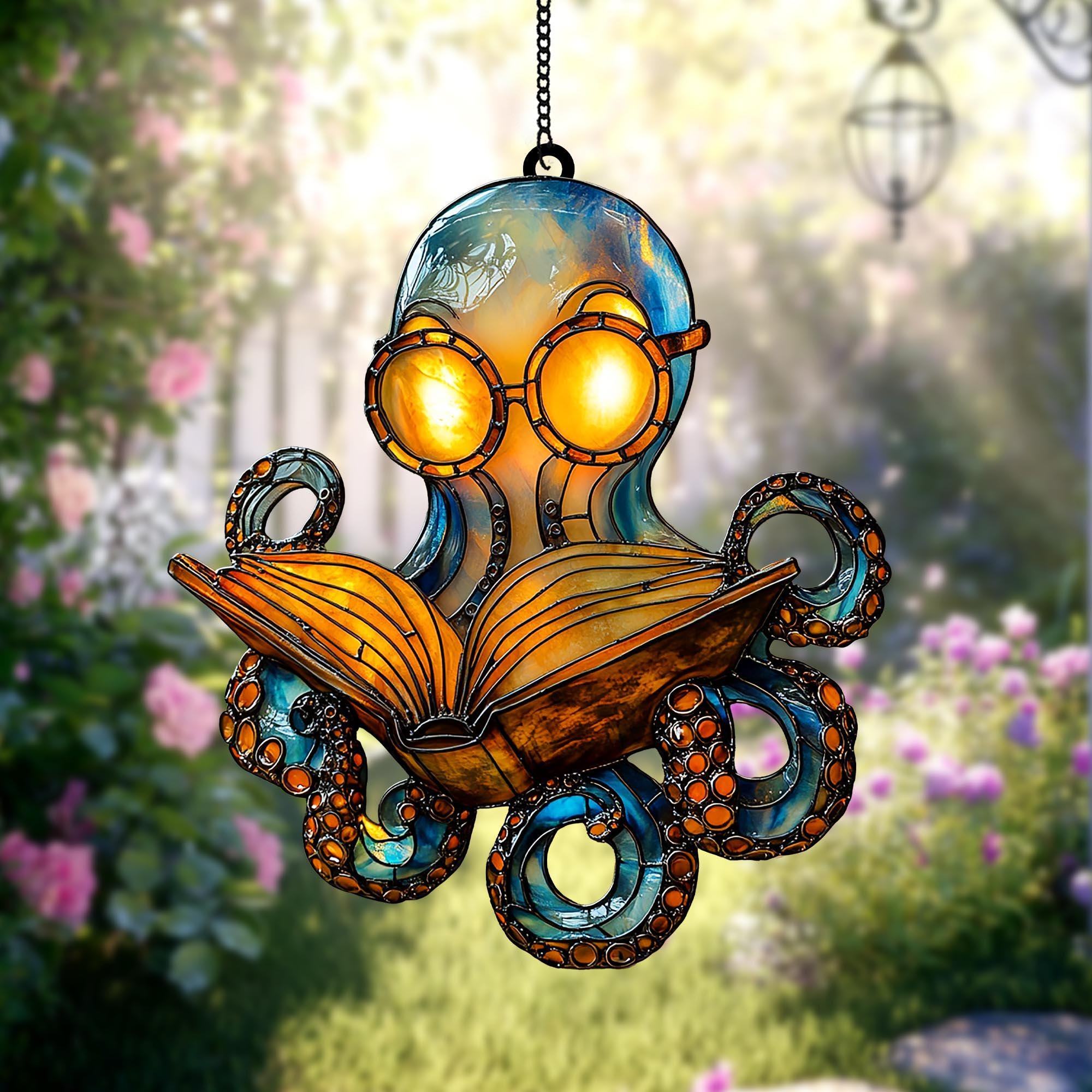  🔥LAST DAY 50% OFF🔥-📚🐙Reading Octopus Suncatcher