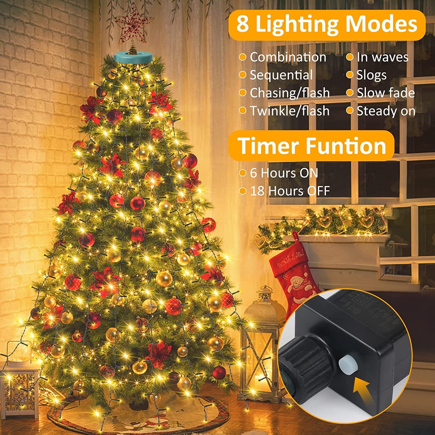 🔥Hot Sale 50% OFF🔥Christmas Tree Waterfall Lights with Ring🎄