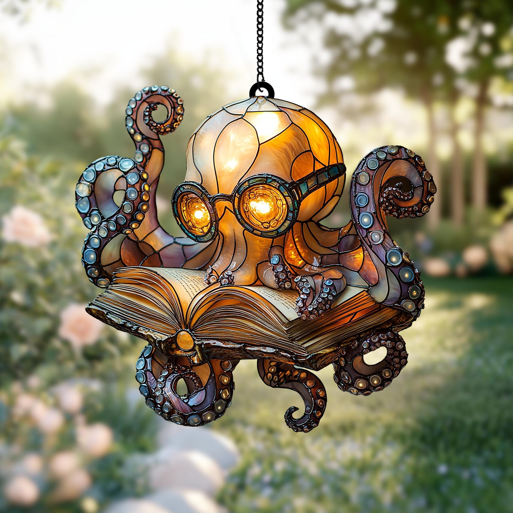  🔥LAST DAY 50% OFF🔥-📚🐙Reading Octopus Suncatcher