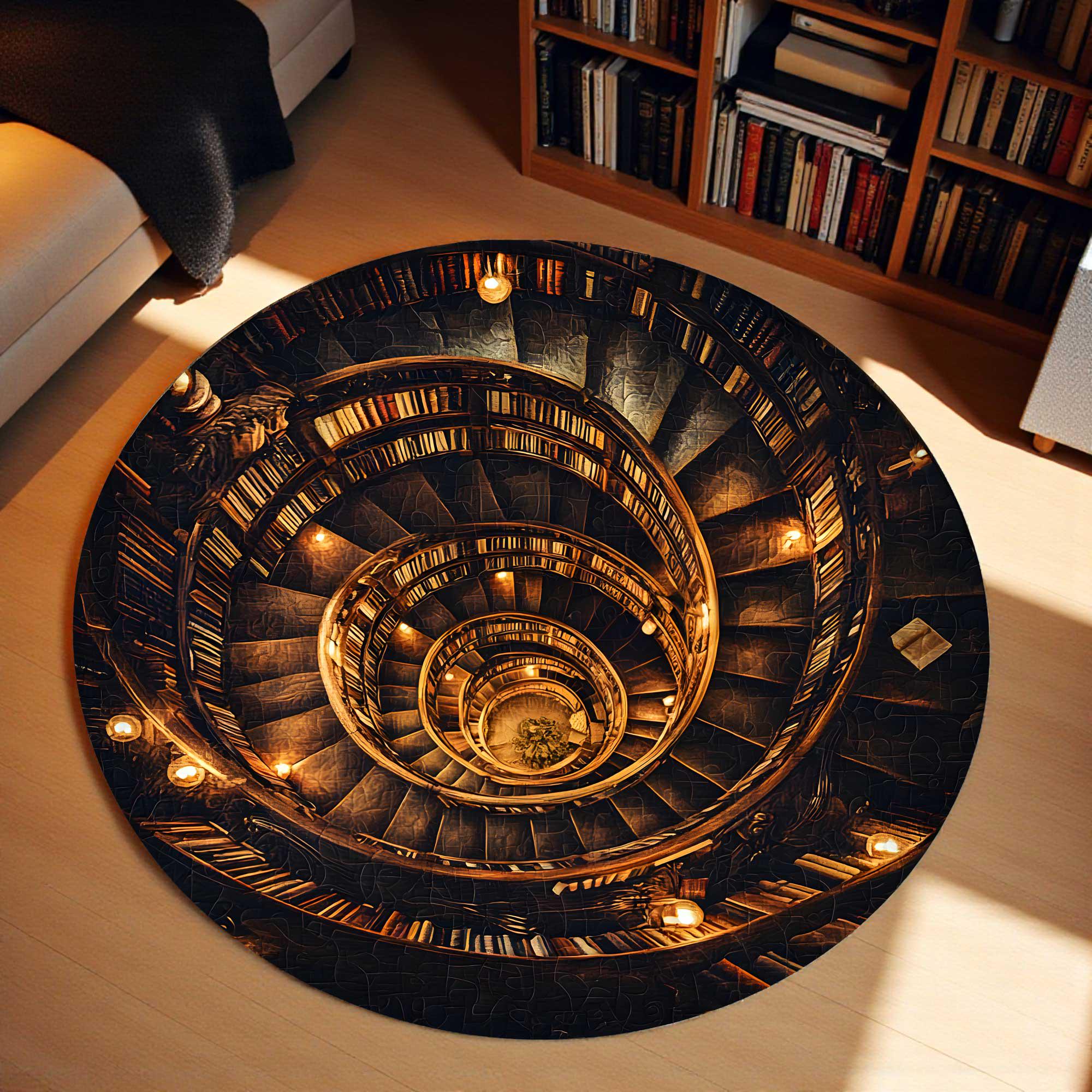 🔥Last Day Promotion 50% OFF🔥-📚🔮3D Effect Printed Vintage Library Spooky Rug