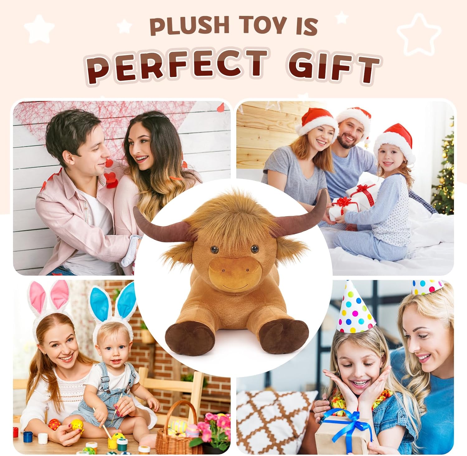 41 inch Large Highland Cow Stuffed Animal