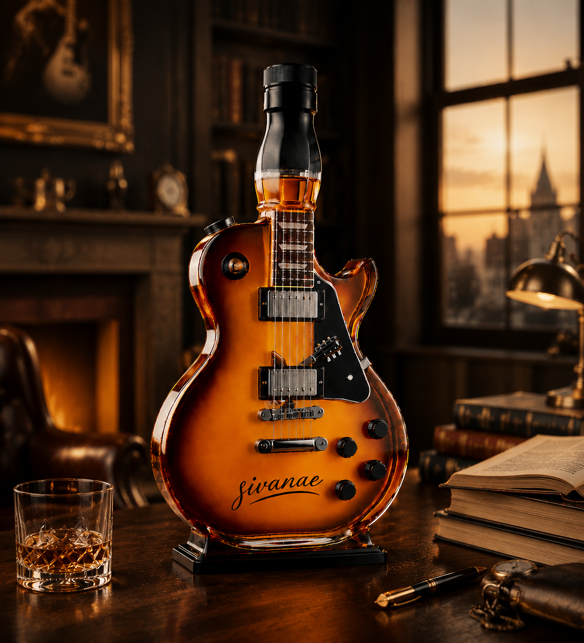 đ Fatherâs Day 49% OFF â đ„Appetite for Rock: Vintage Sunburst Guitar Figurine Spirit Bottle