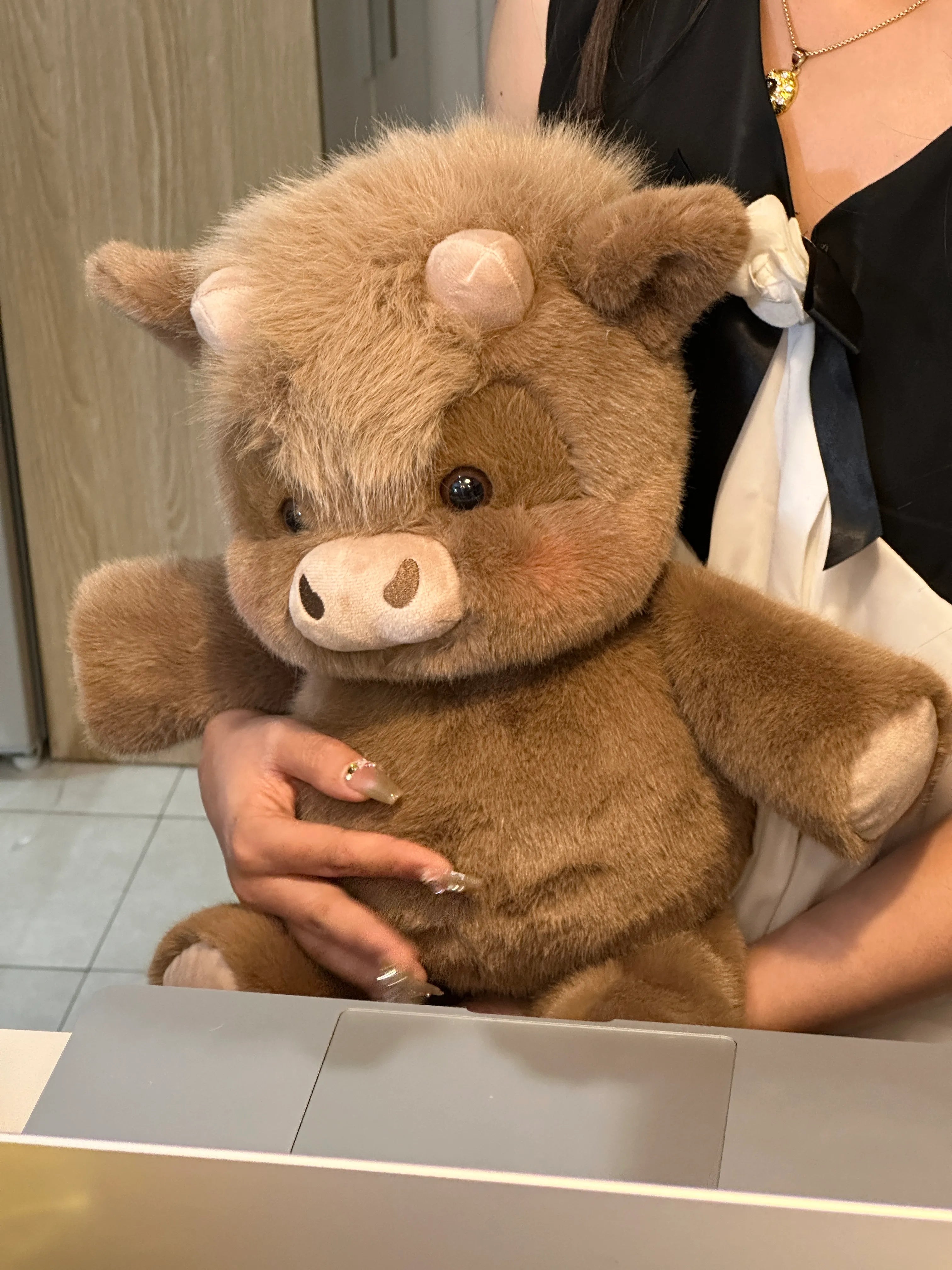 Cute Running Scottish Highland Cow Stuffed Animal