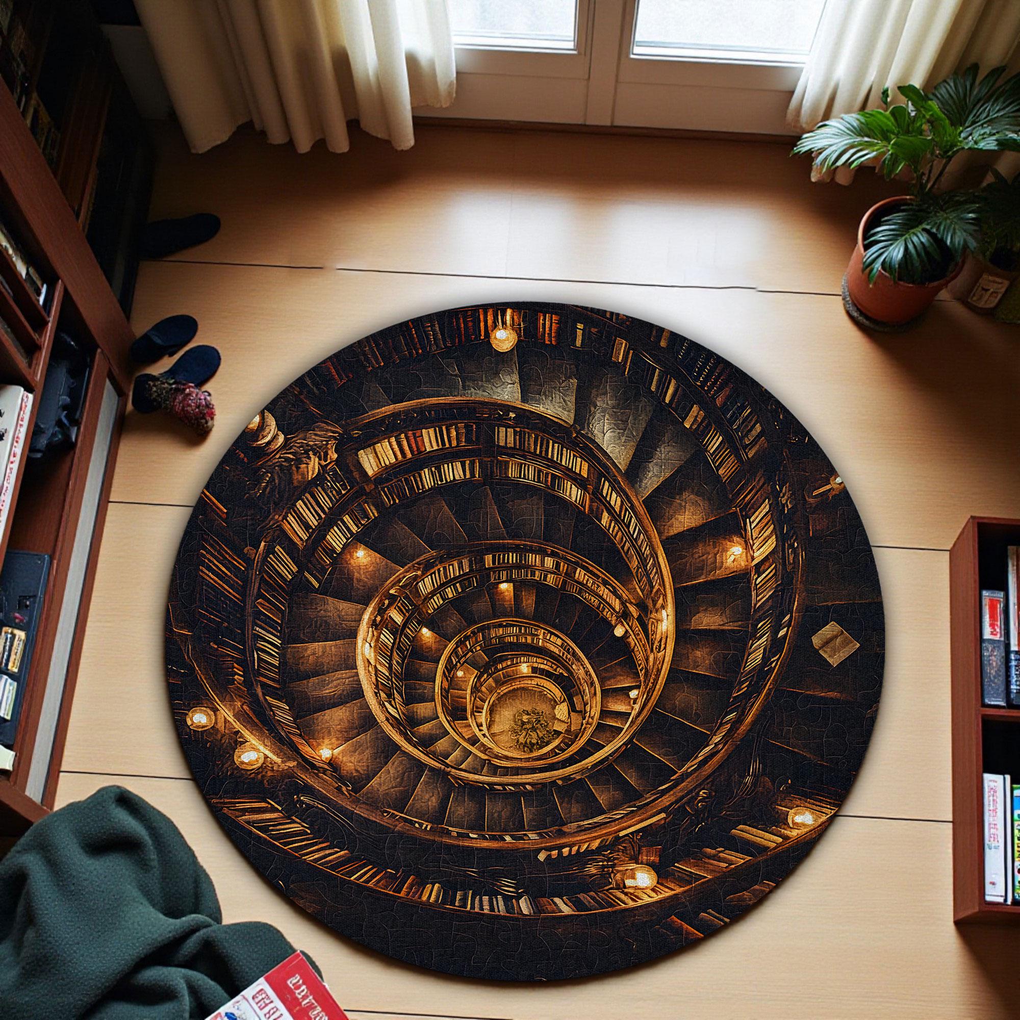 🔥Last Day Promotion 50% OFF🔥-📚🔮3D Effect Printed Vintage Library Spooky Rug