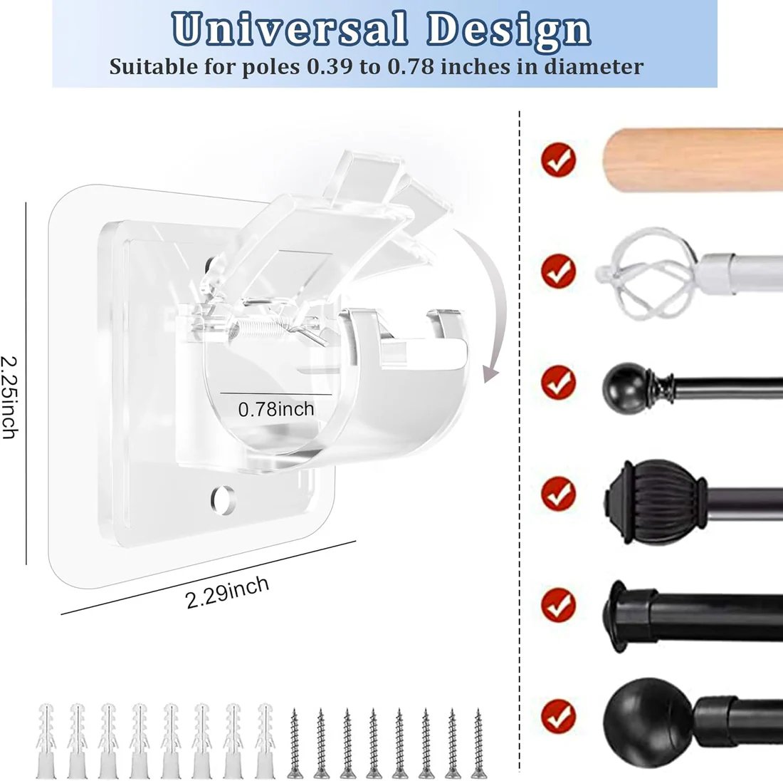 🔥Hot Sale🔥Nail-Free Adjustable Curtain Rod Holders