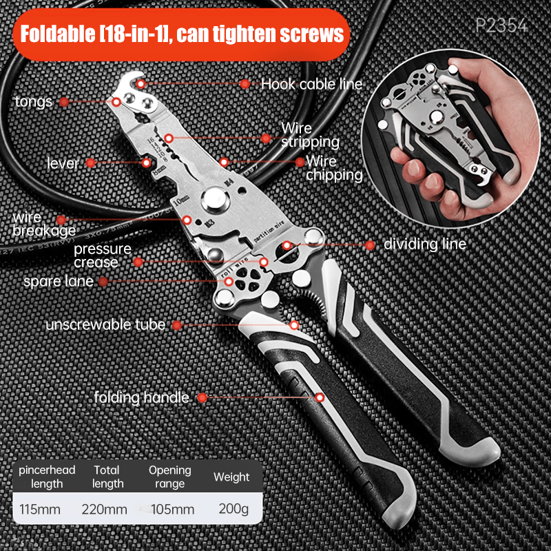 💥Multifunctional Folding Wire Stripper-Professional Electrician Tool