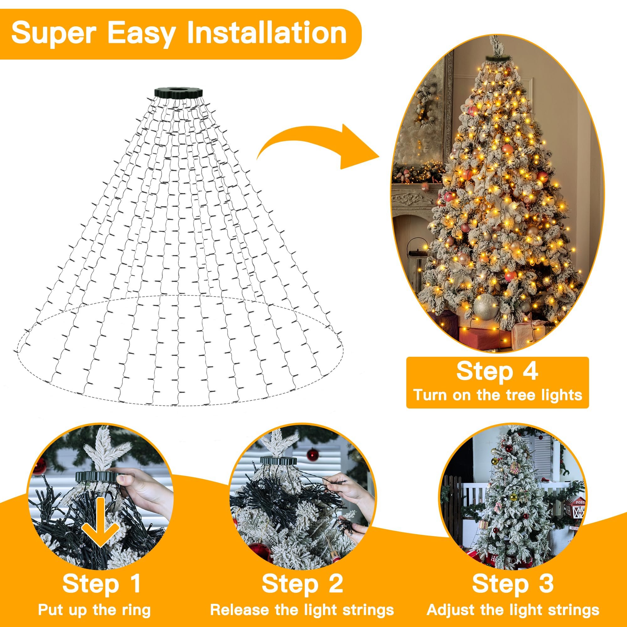 🔥Hot Sale 50% OFF🔥Christmas Tree Waterfall Lights with Ring🎄