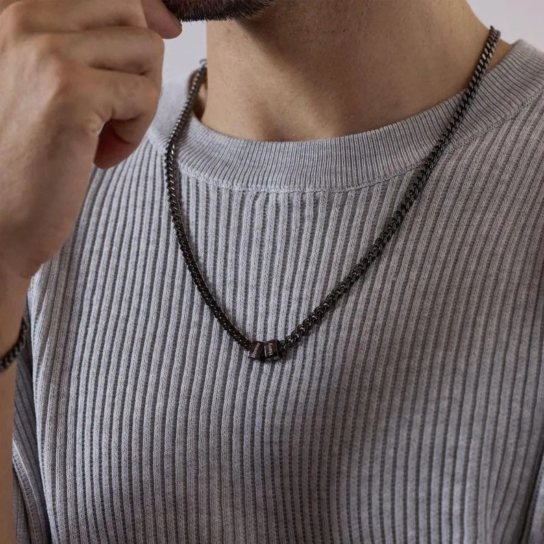 Customized Gift For Dad🎁 Cuban Chain Name Beaded Necklace