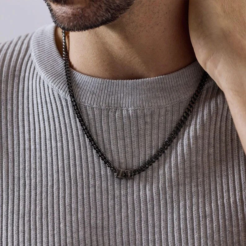 Customized Gift For Dad🎁 Cuban Chain Name Beaded Necklace